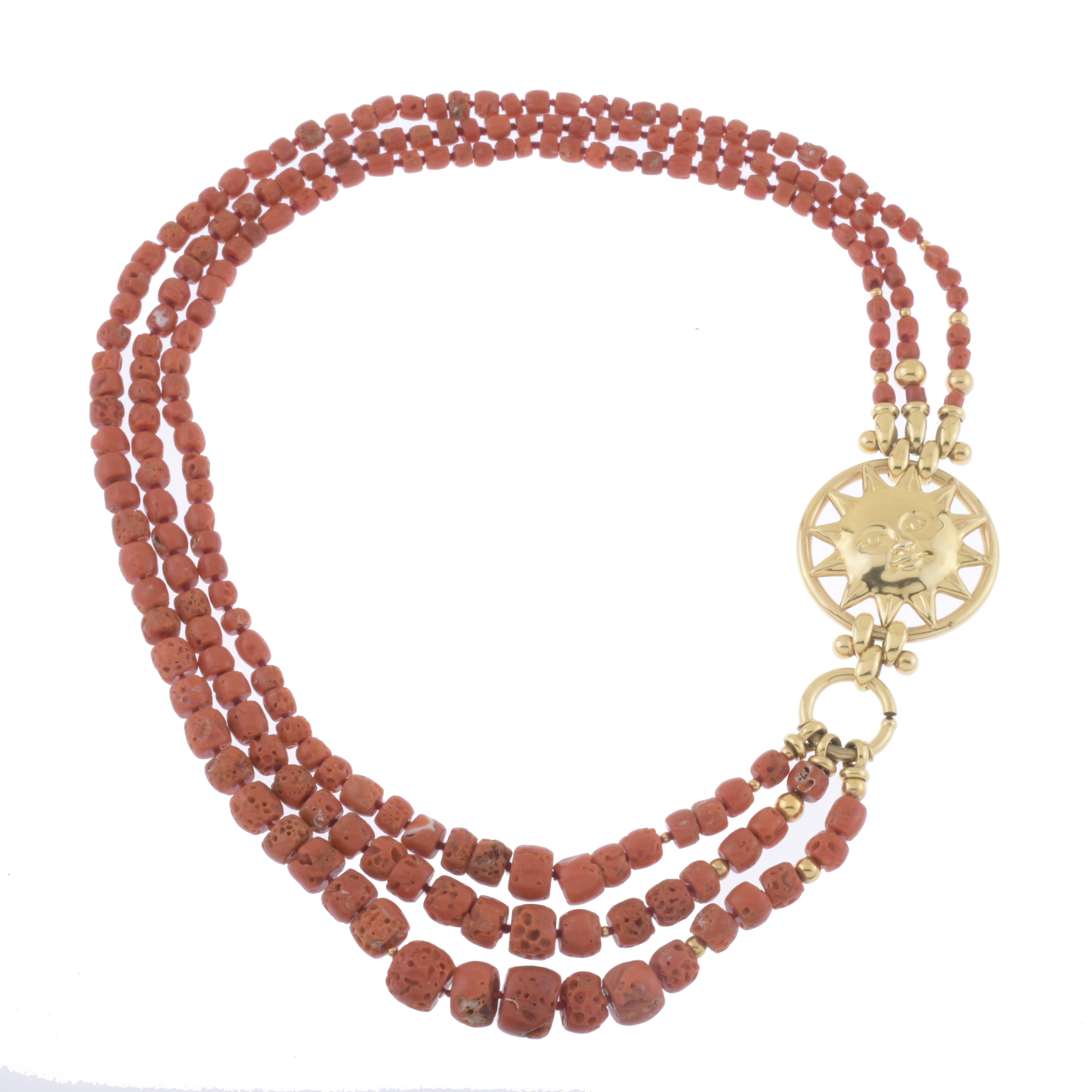 NECKLACE IN WILD CORAL AND SUN.