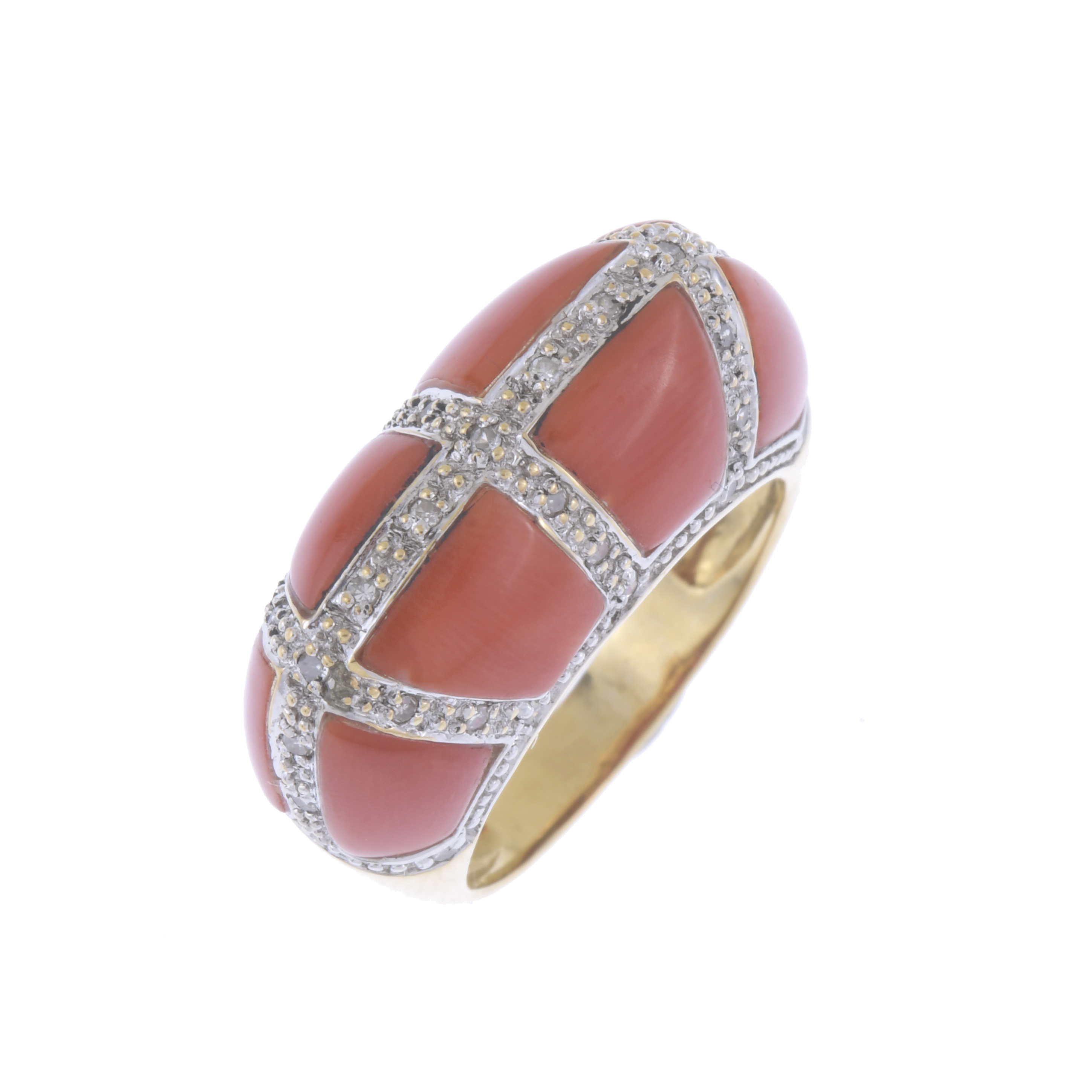 BULGARI-LIKE RING WITH CORAL.