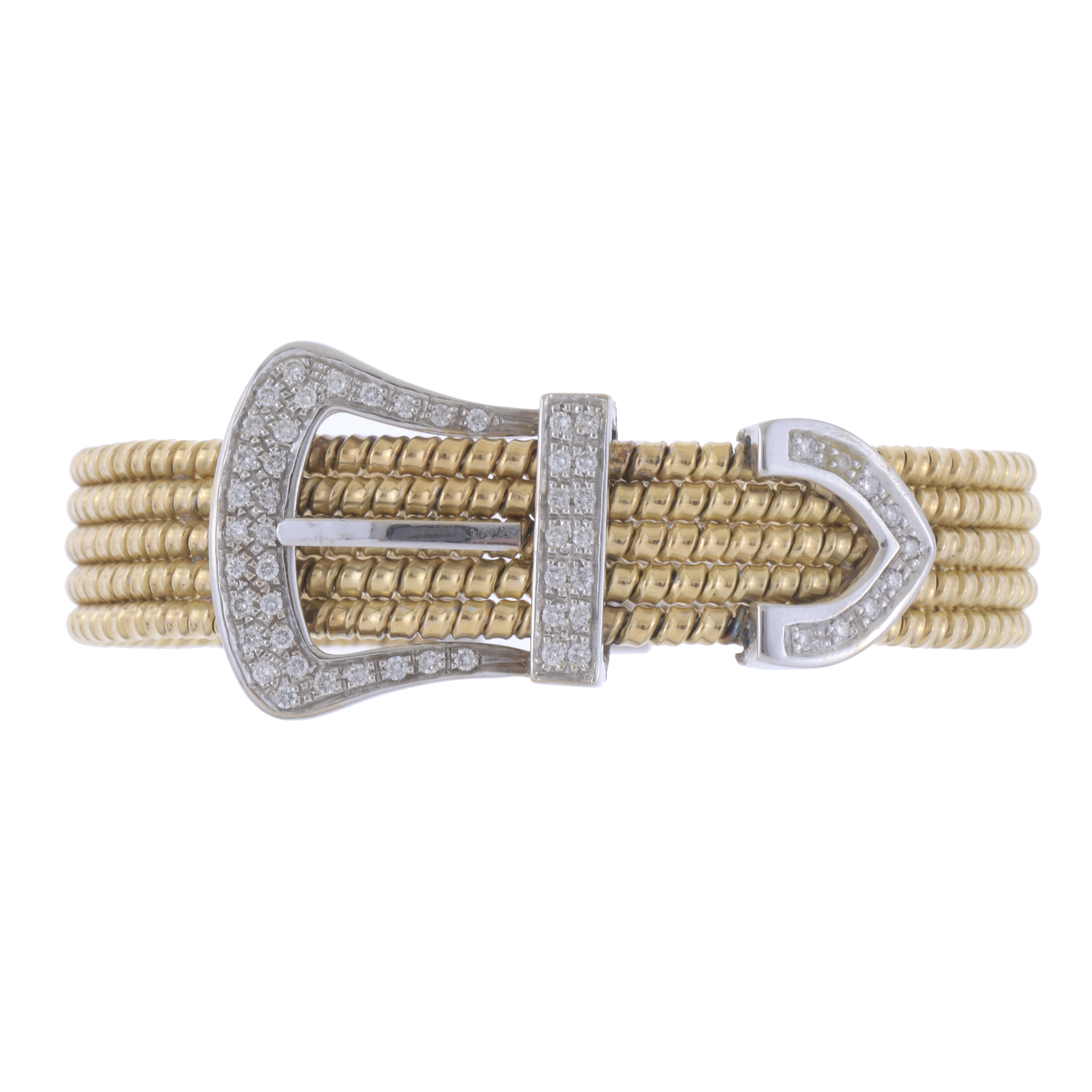 DIAMONDS BANGLE BRACELET IN THE SHAPE OF A BELT.