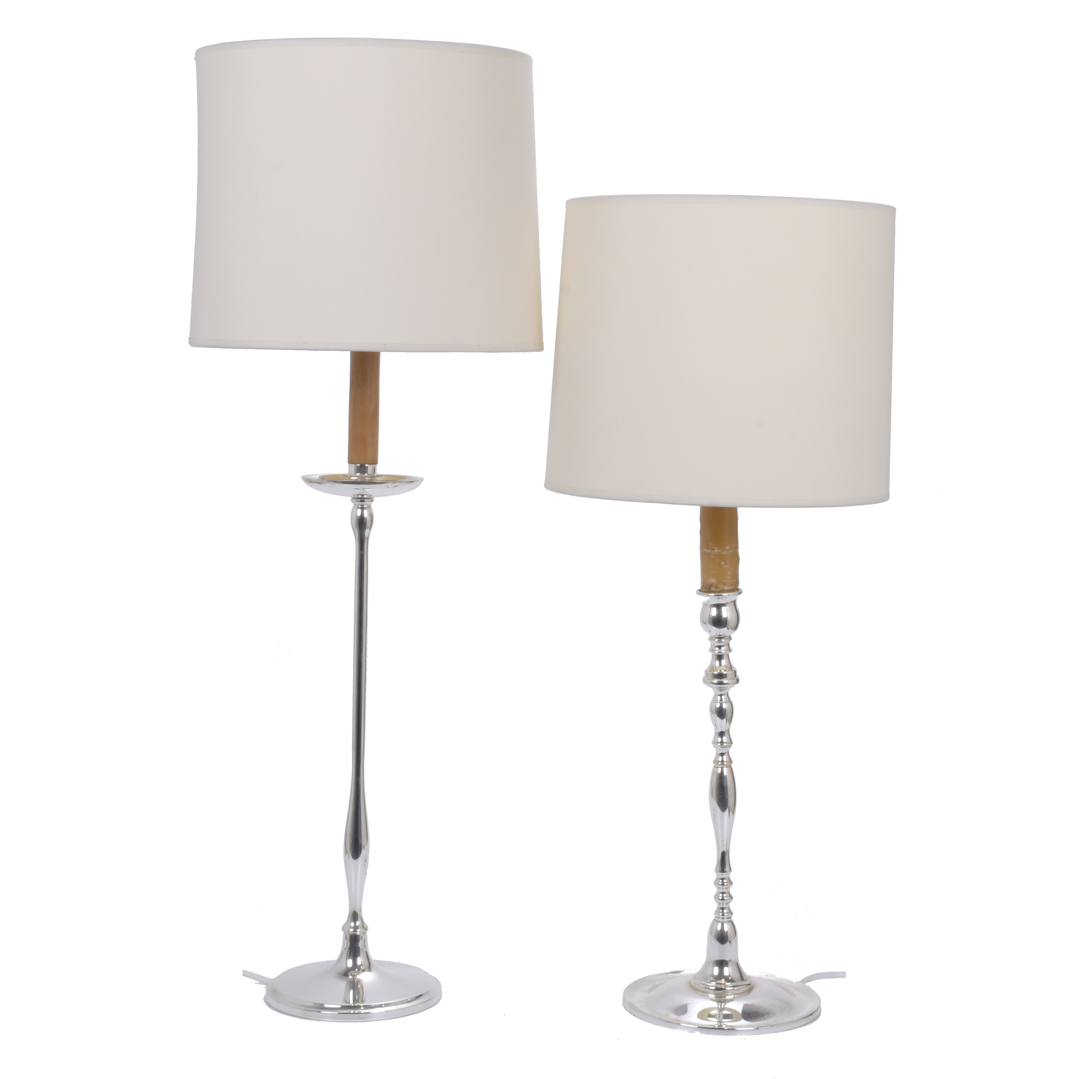 PAIR OF VALENTI-STYLE SILVERY LAMPS, THIRD QUARTER OF THE 2