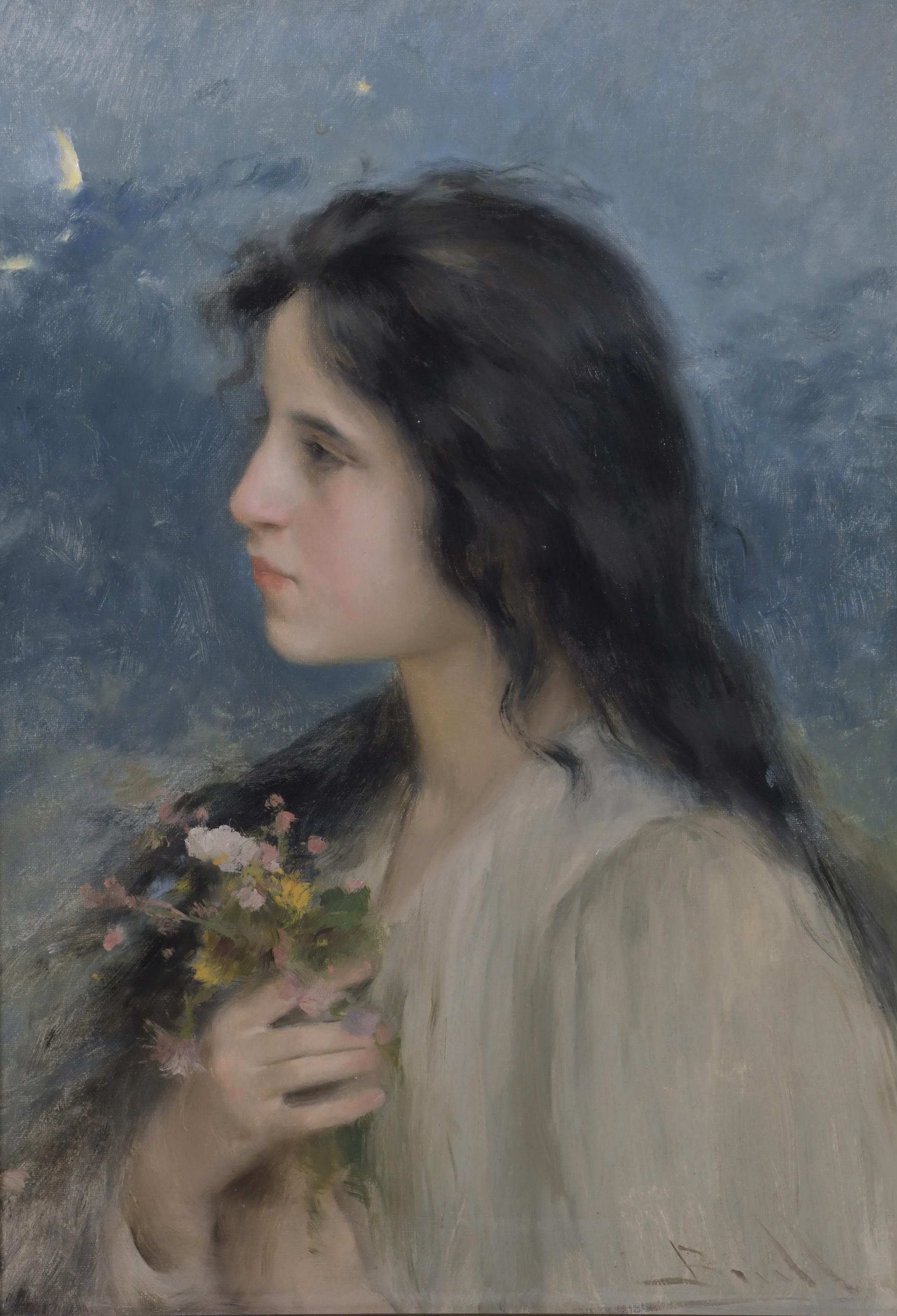 JOAN BRULL VINYOLES (1863-1912) "RETRATO NOCTURNO JOVEN CON