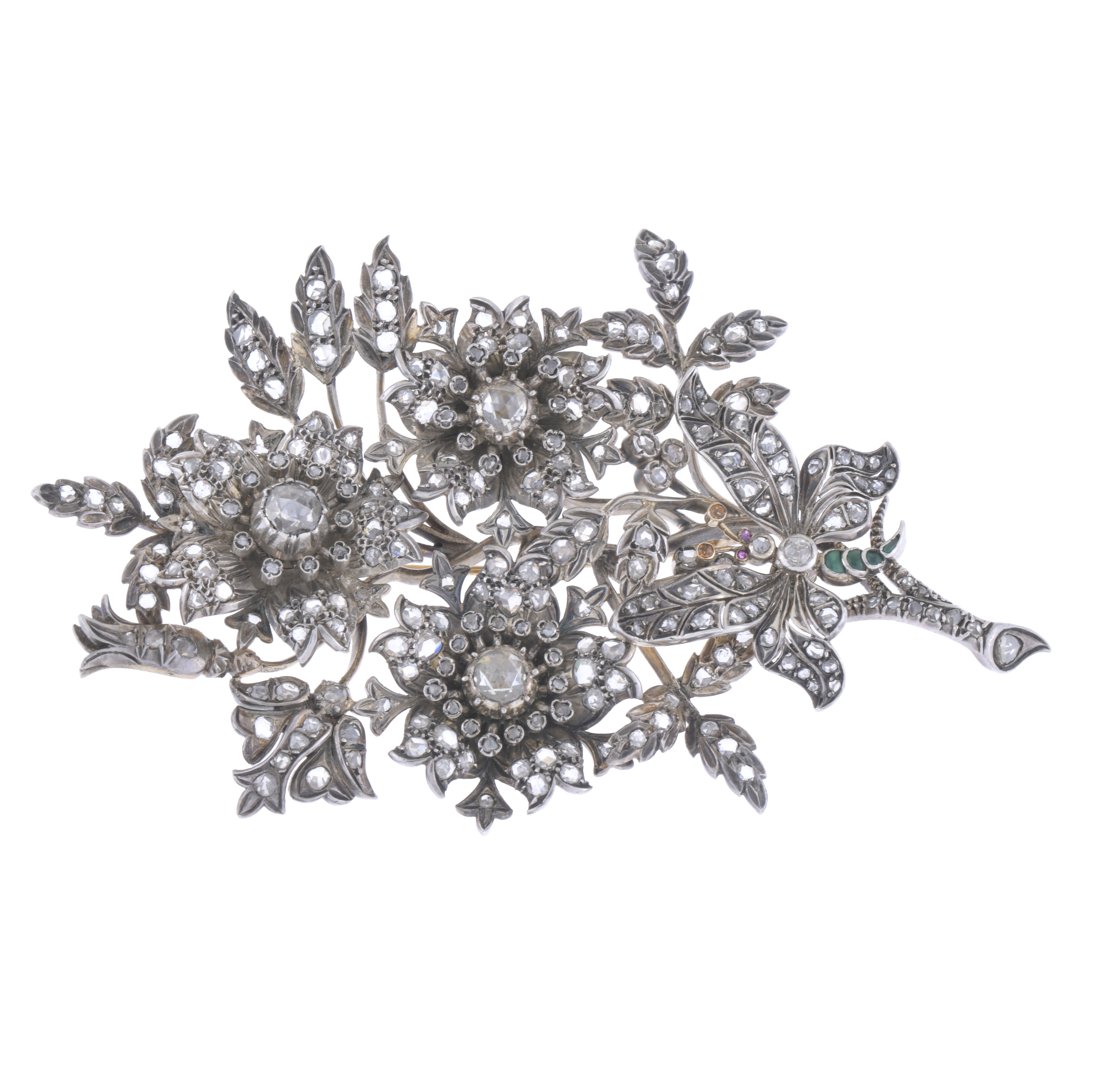 FRENCH BELLE ÉPOQUE FLORAL BROOCH. CIRCA 1900-1910