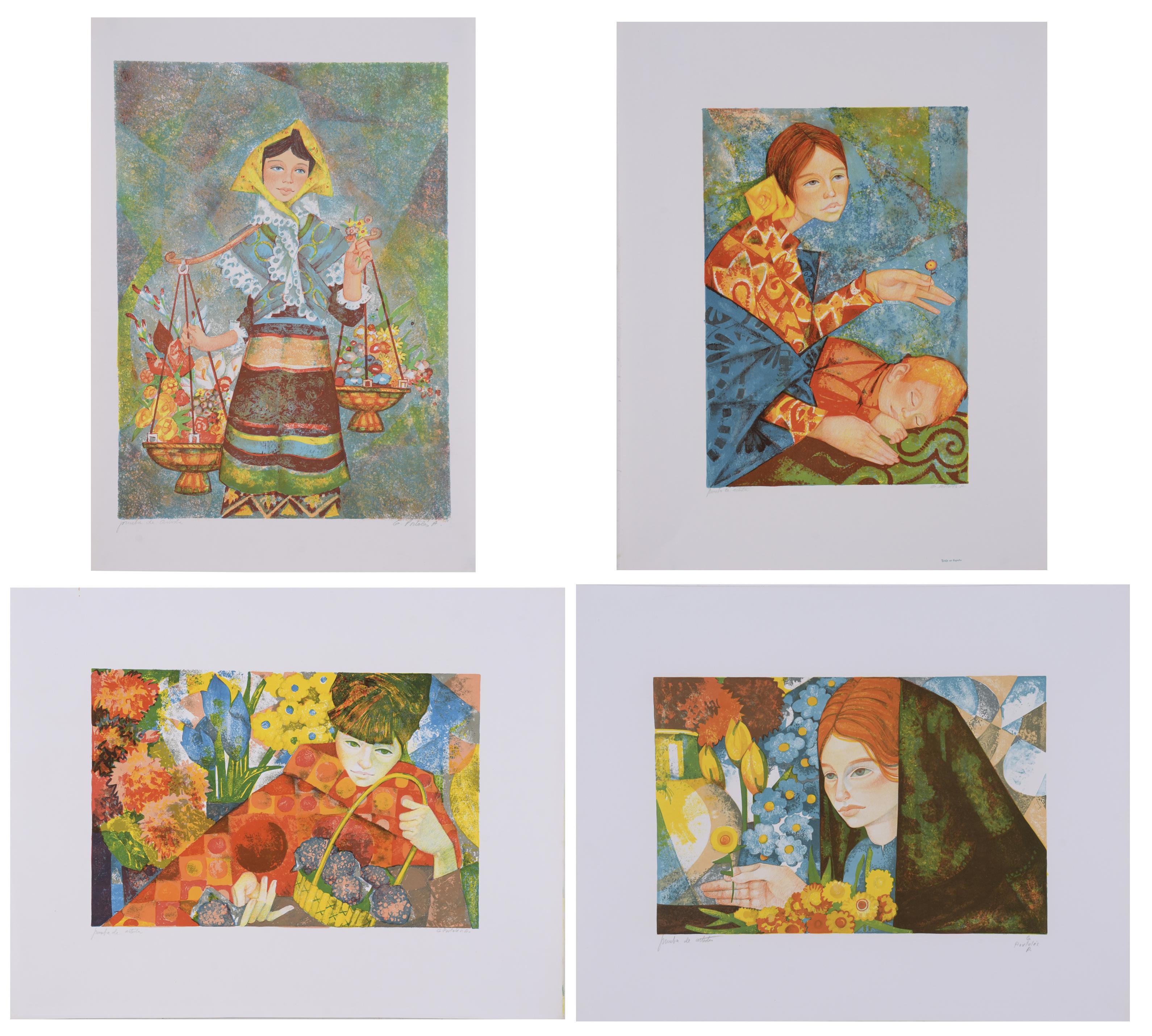 GABRIEL PORTOLÉS (1930).  Set of 4 lithographs.