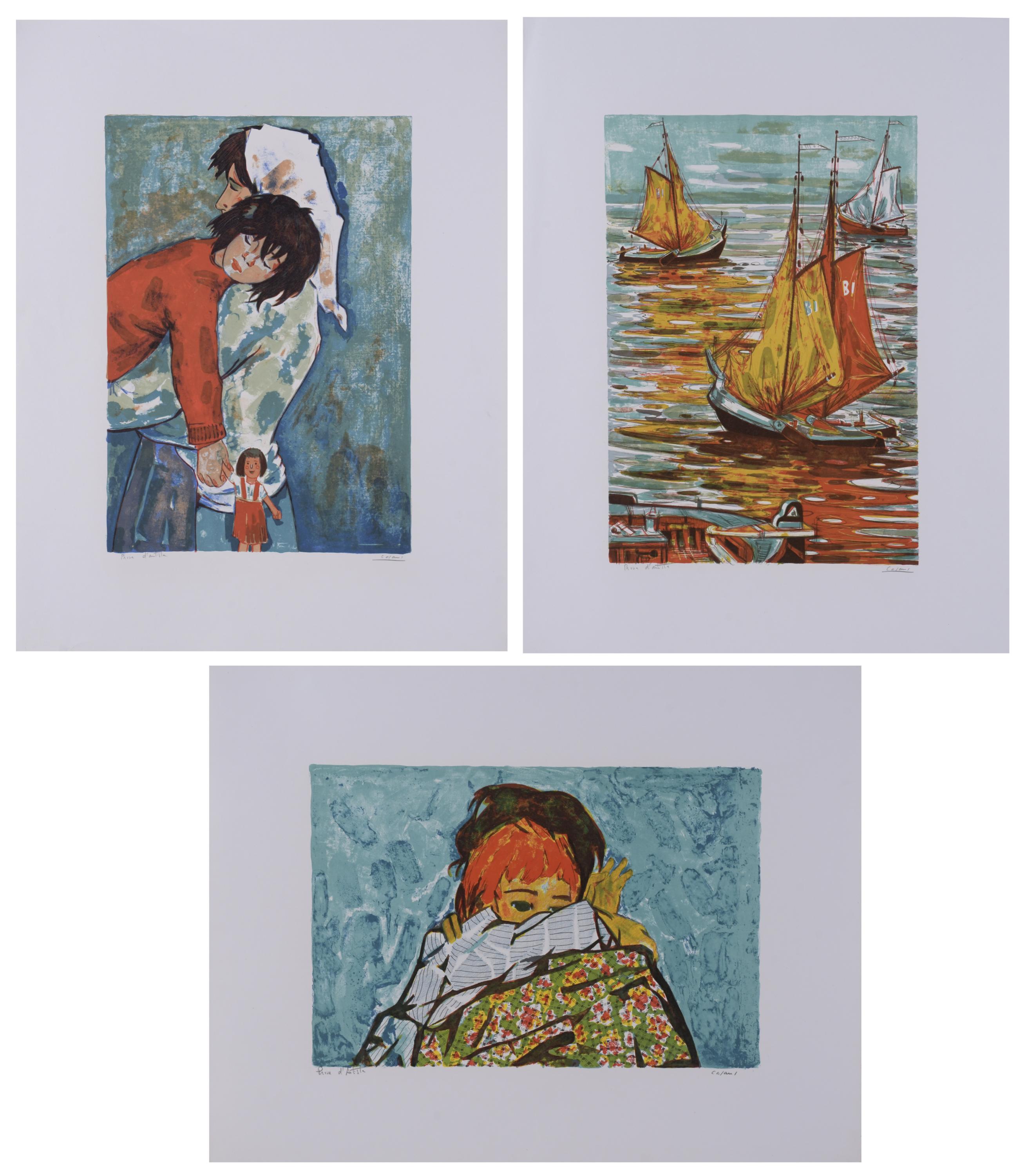 JOSEP CASAUS (20TH CENTURY).  Set of 3 lithographs.