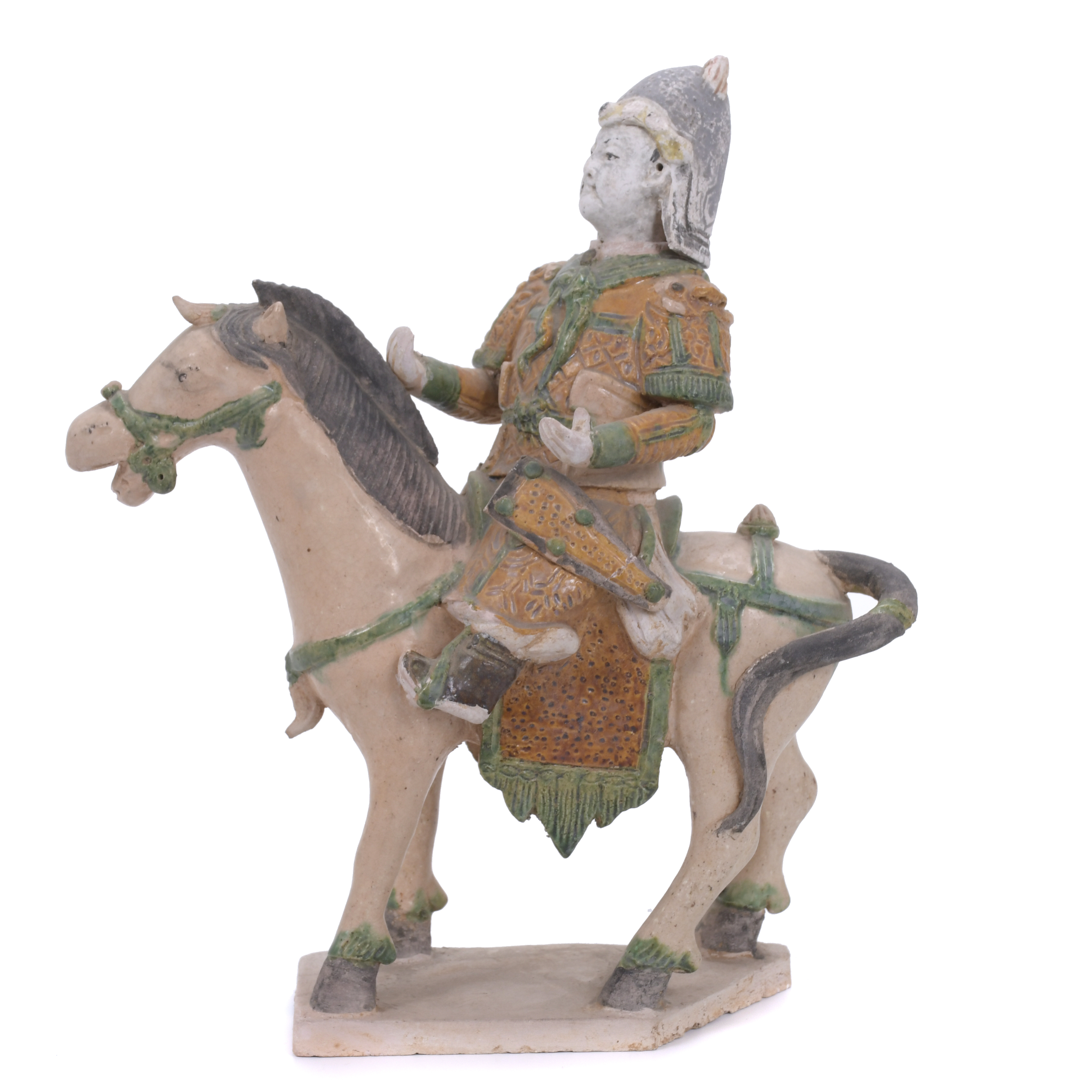 MING STYLE "WARRIOR" EQUESTRIAN FIGURE, 20TH CENTURY. 