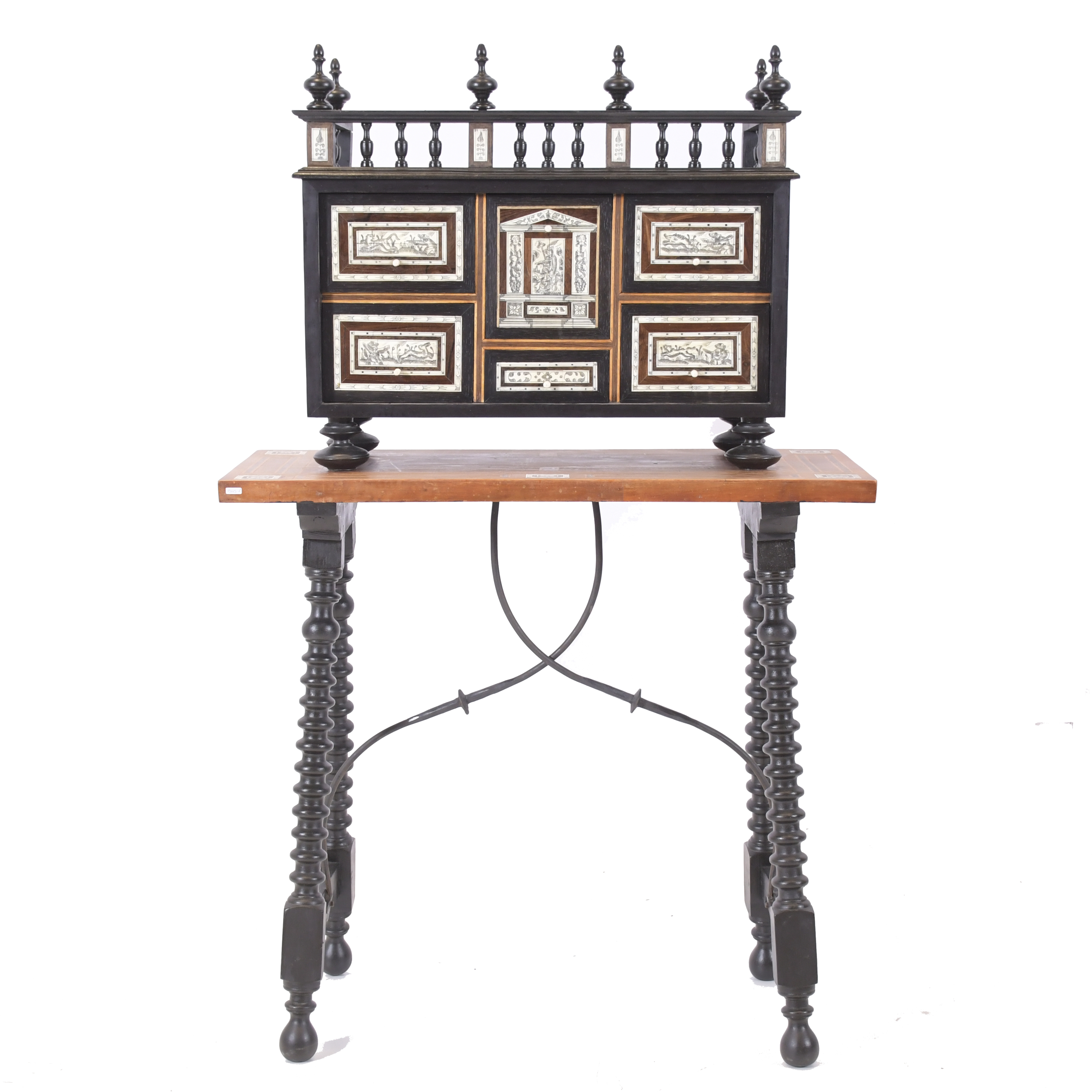 DESK WITH SMALL BUFFET, 20TH CENTURY.