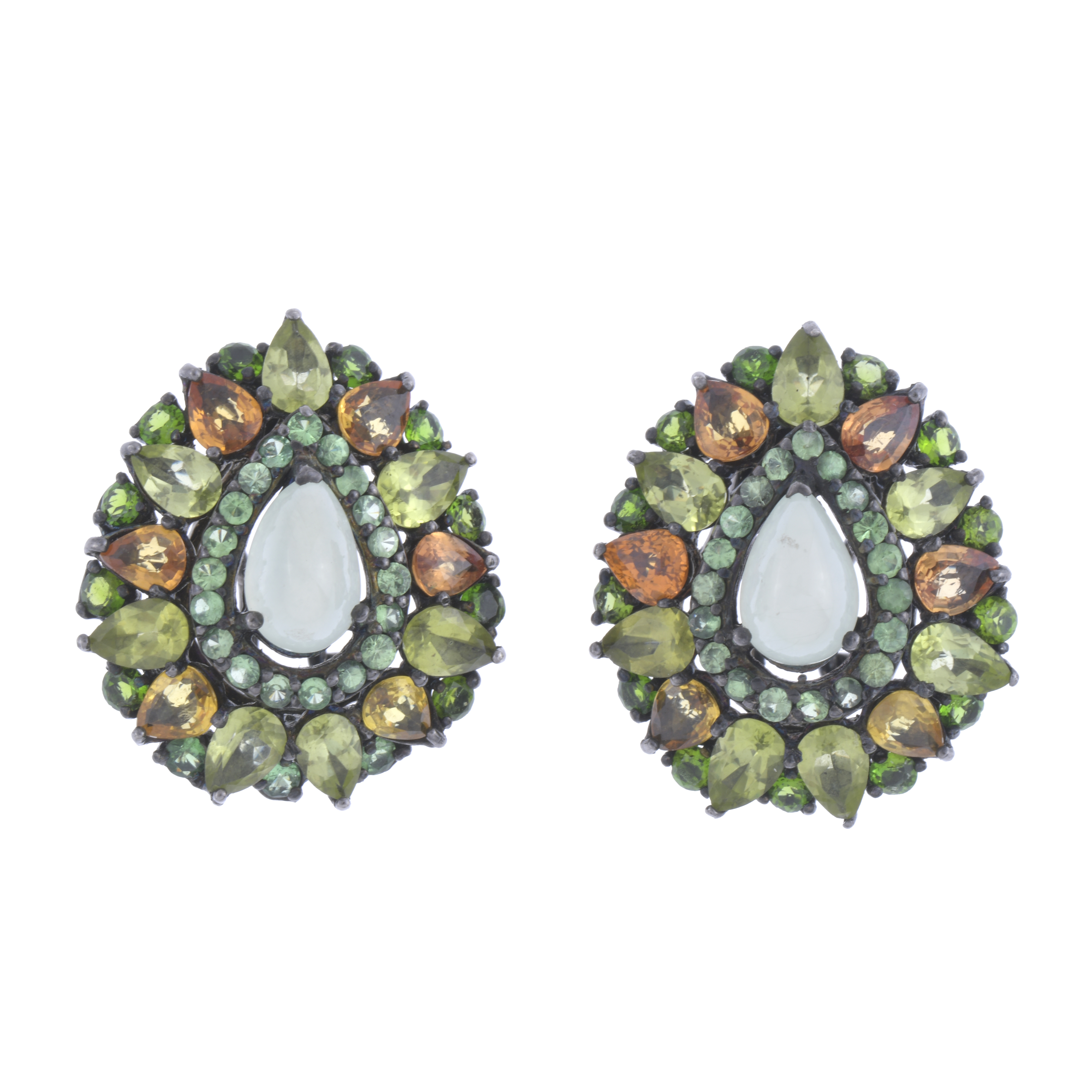 EARRINGS WITH NATURAL COLOURED RHINESTONES