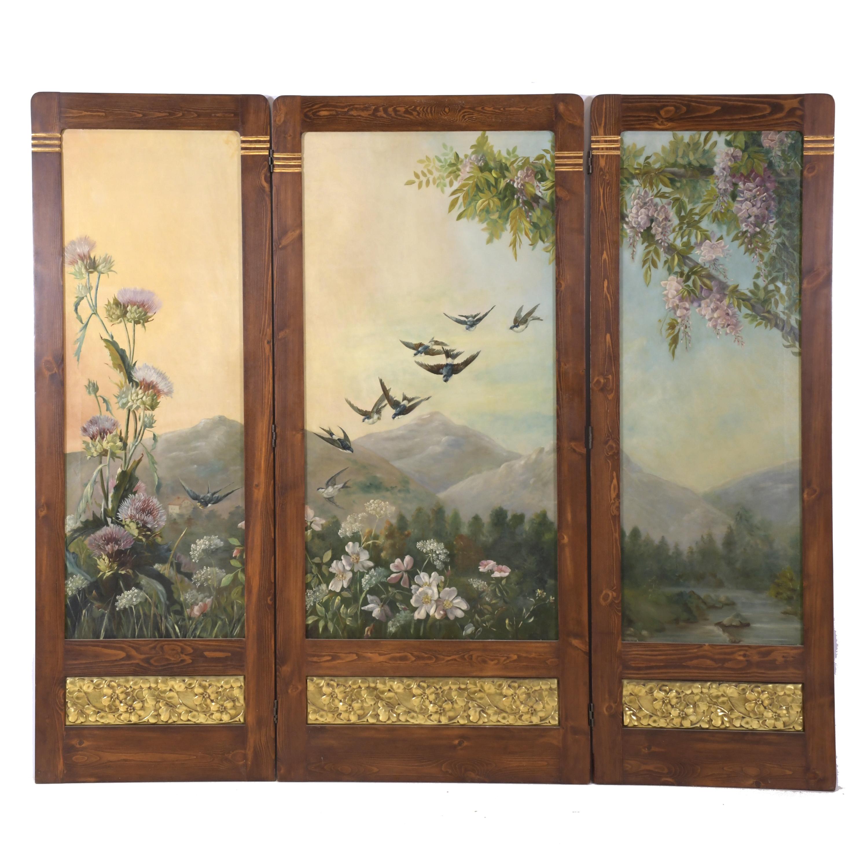 MODERNIST THREE-WING FOLDING SCREEN, CIRCA 1915. 