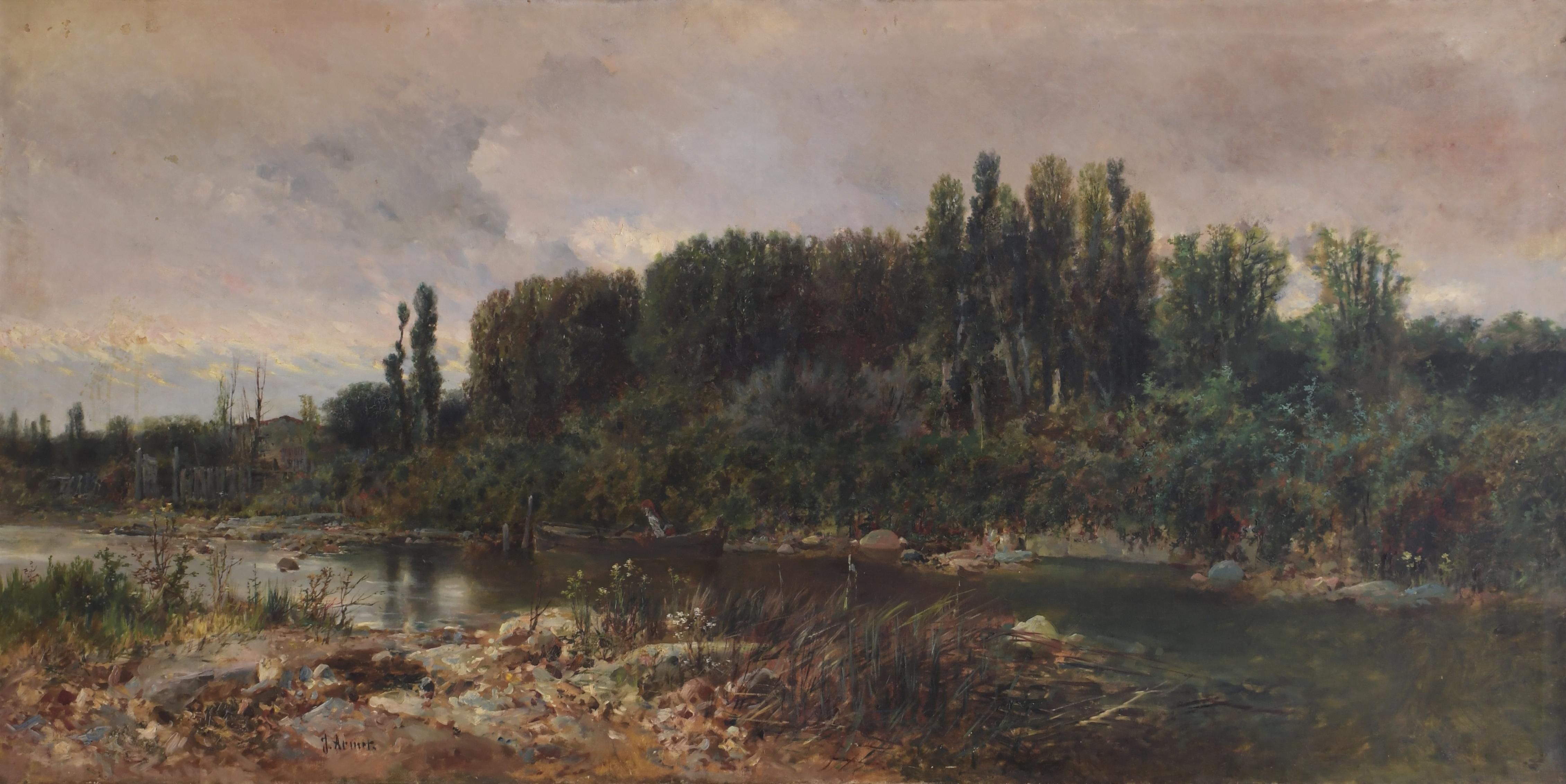 JOSEP ARMET I PORTANELL (1843-1911) "RIVER LANDSCAPE".