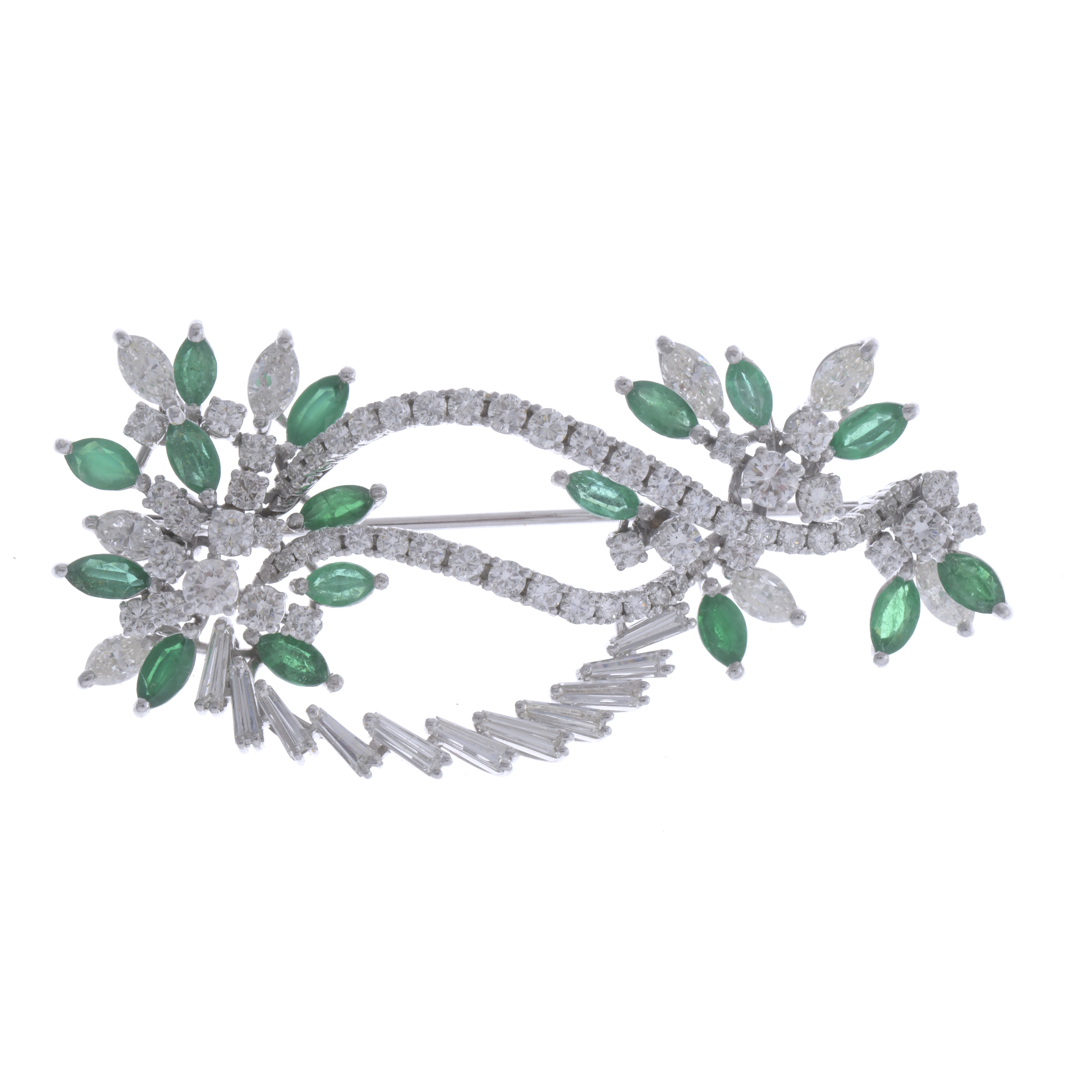 DIAMONDS AND EMERALDS BROOCH, 1970&#39;S.