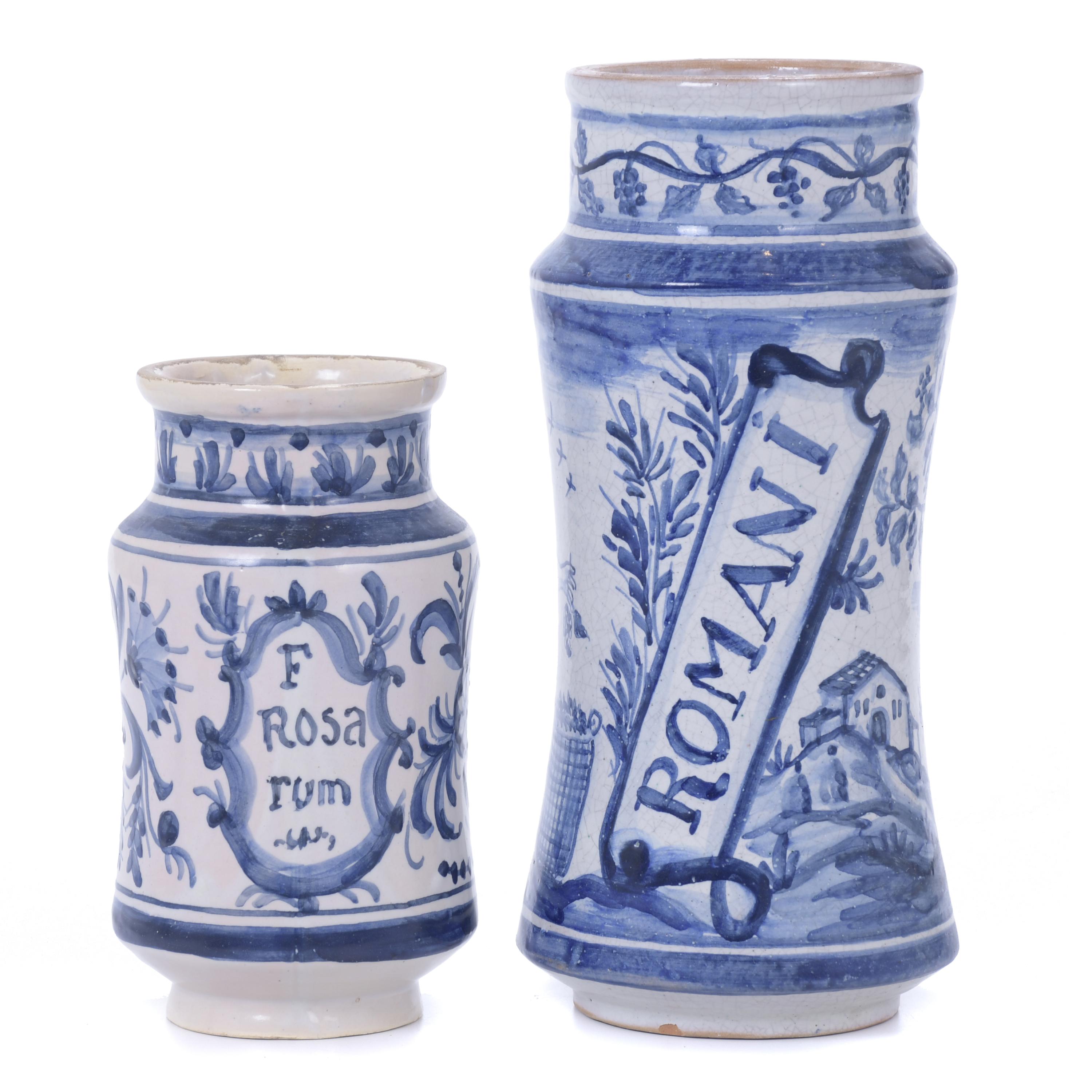 SET OF TWO PHARMACY JARS, 20TH CENTURY.