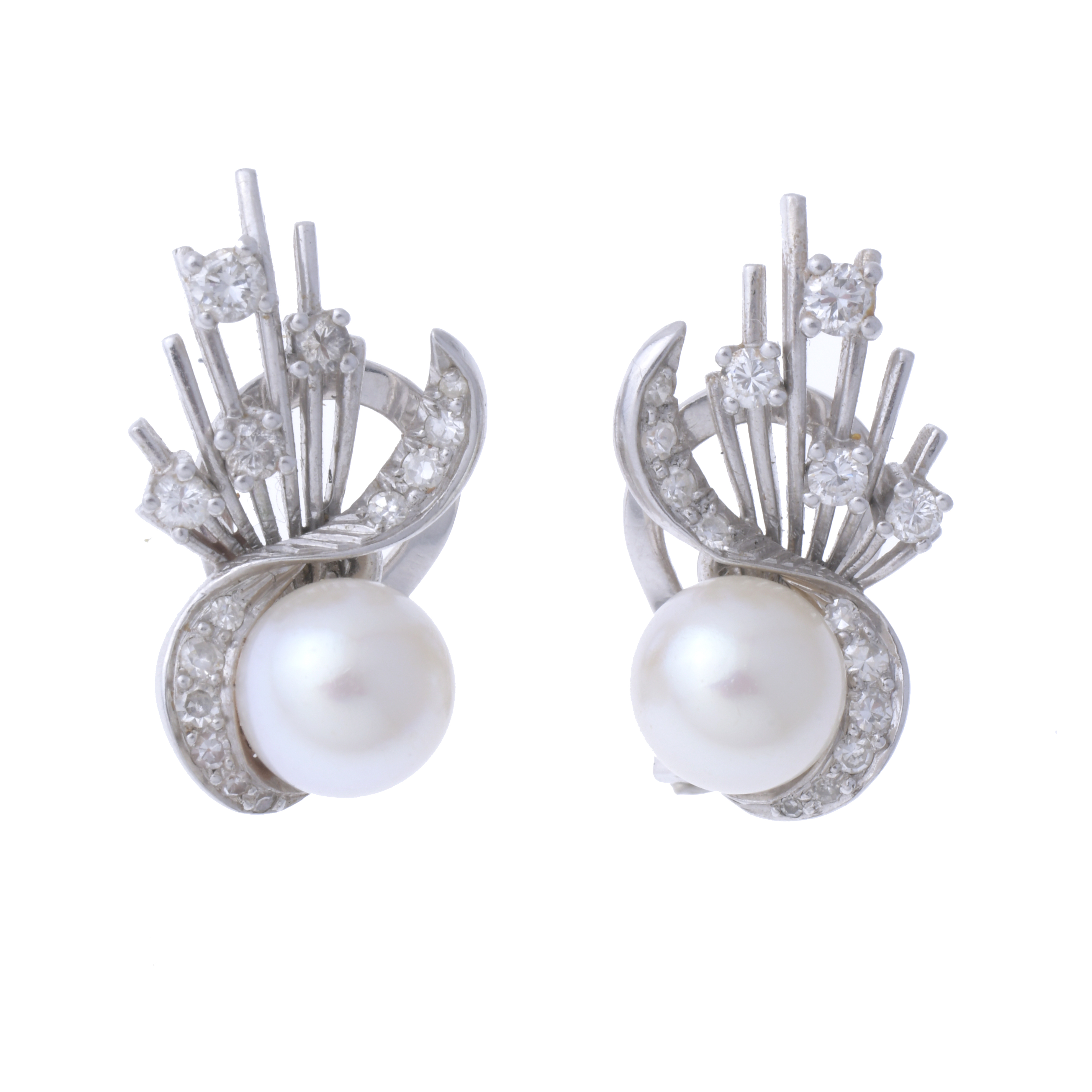 PEARLS AND DIAMONDS EARRINGS, CIRCA 1960 - 1970.