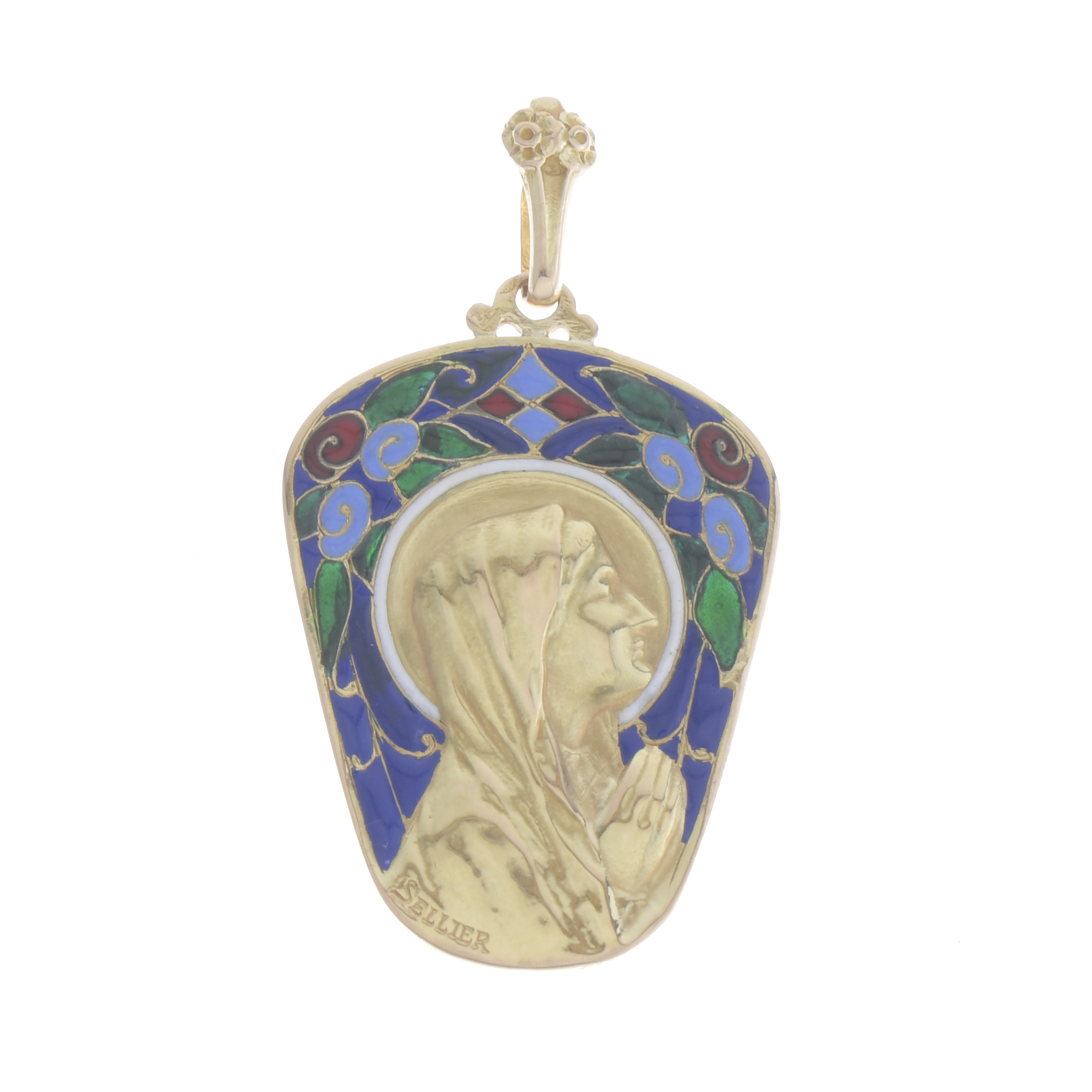 MODERNIST STYLE PENDANT DEPICTING MADONNA.