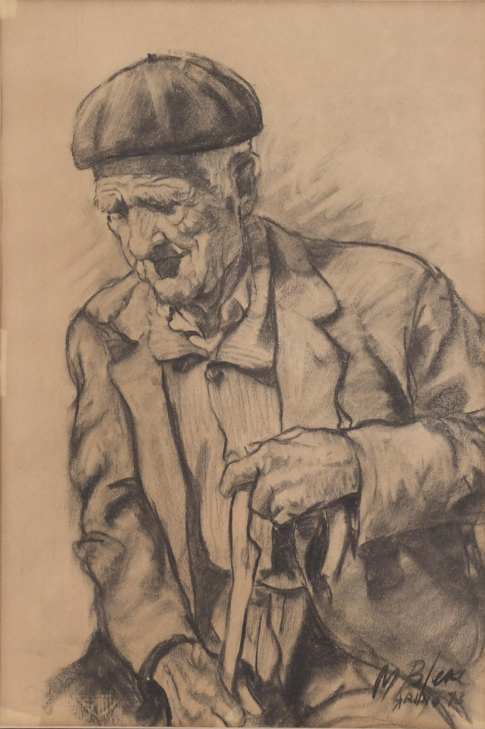 MANUEL BLESA (1945) "RETRATO ANCIANO", Ariño, 1973.