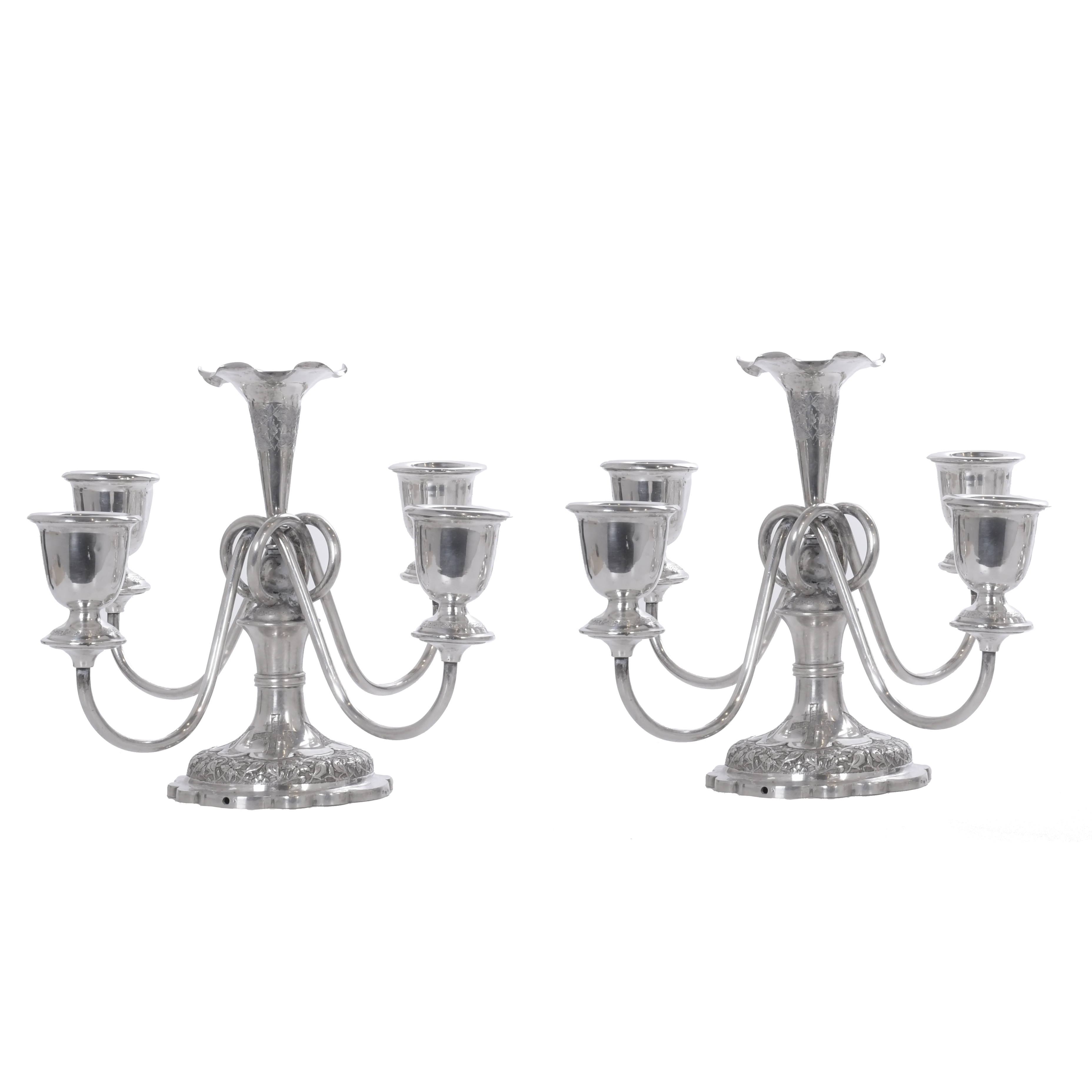 PAIR OF SILVER CANDELABRA FROM JERUSALEM. 