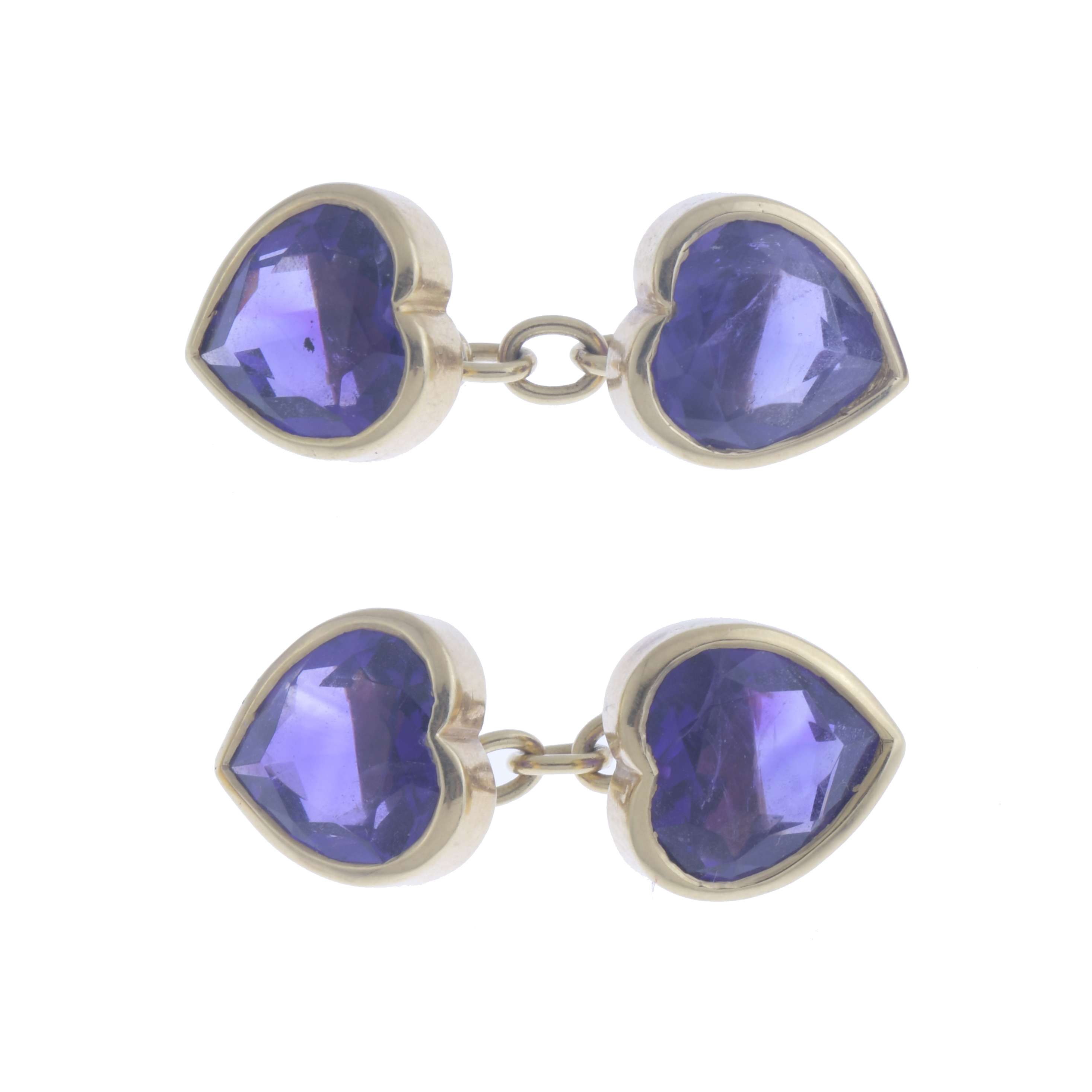 HEART-SHAPED CUFFLINKS WITH AMETHYSTS