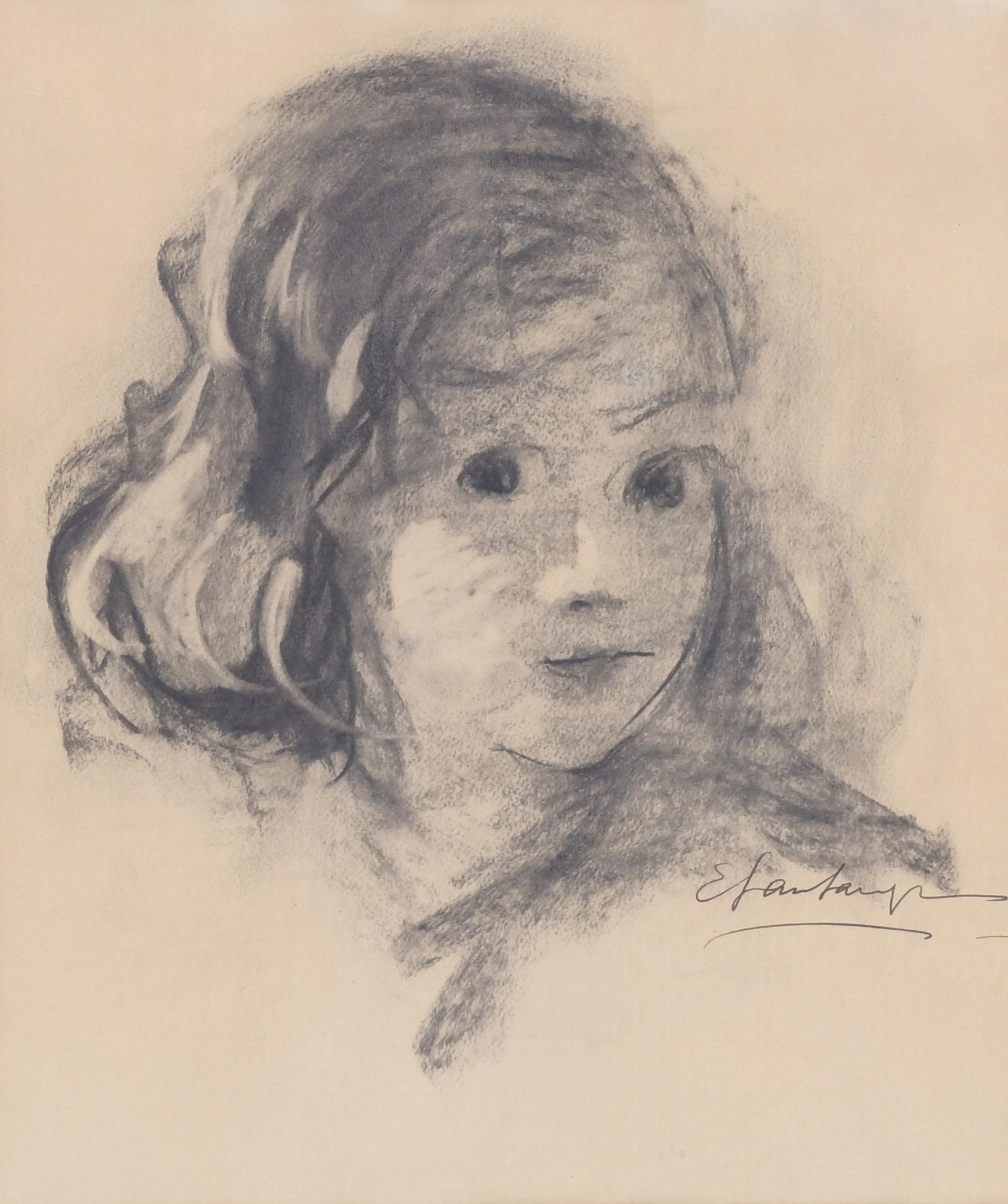 ERNEST SANTASUSAGNA (1900-1964). "GIRL&#39;S PORTRAIT".