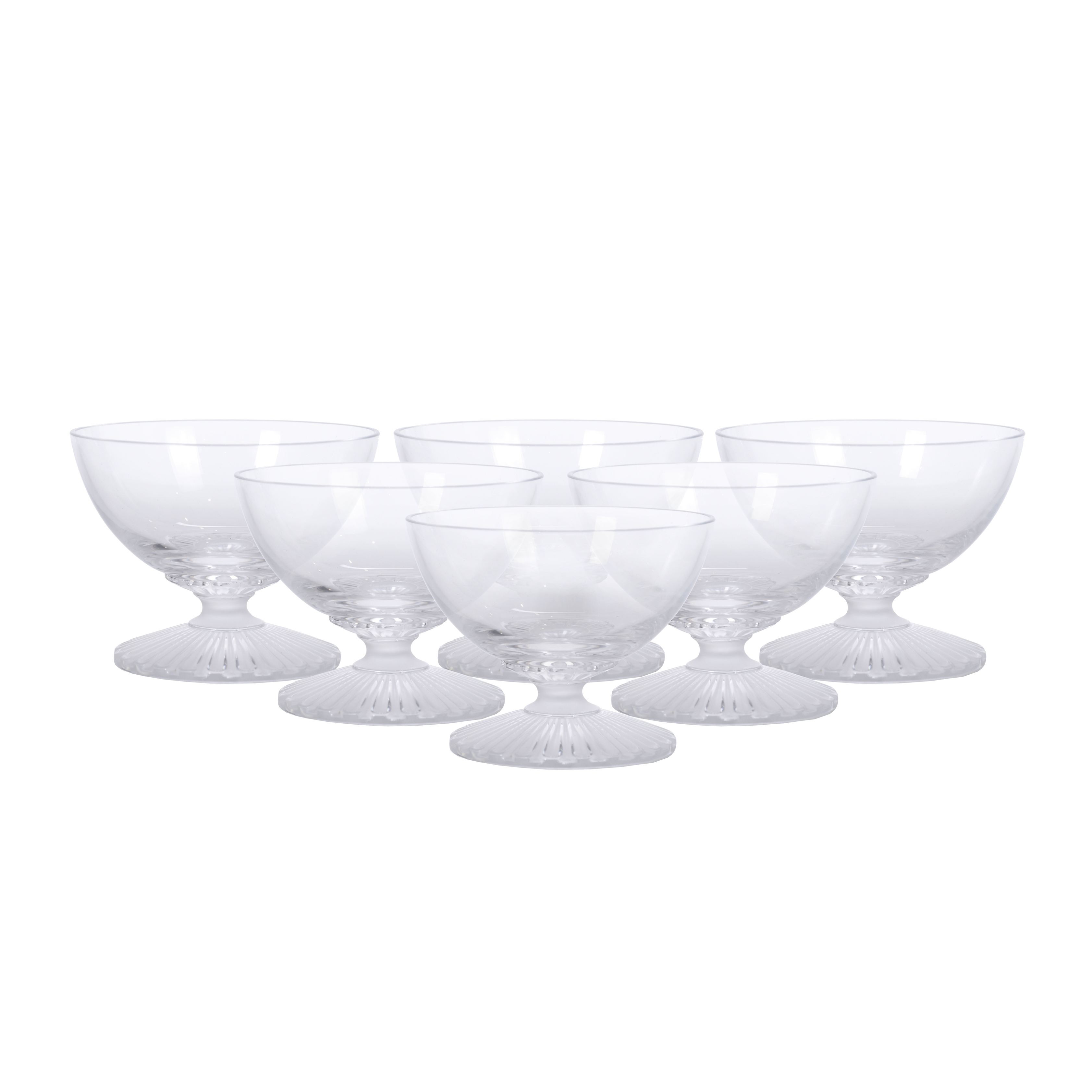 LALIQUE MANUFACTURE. SET OF SIX "ELVIRE" MODEL DESSERT BOWL