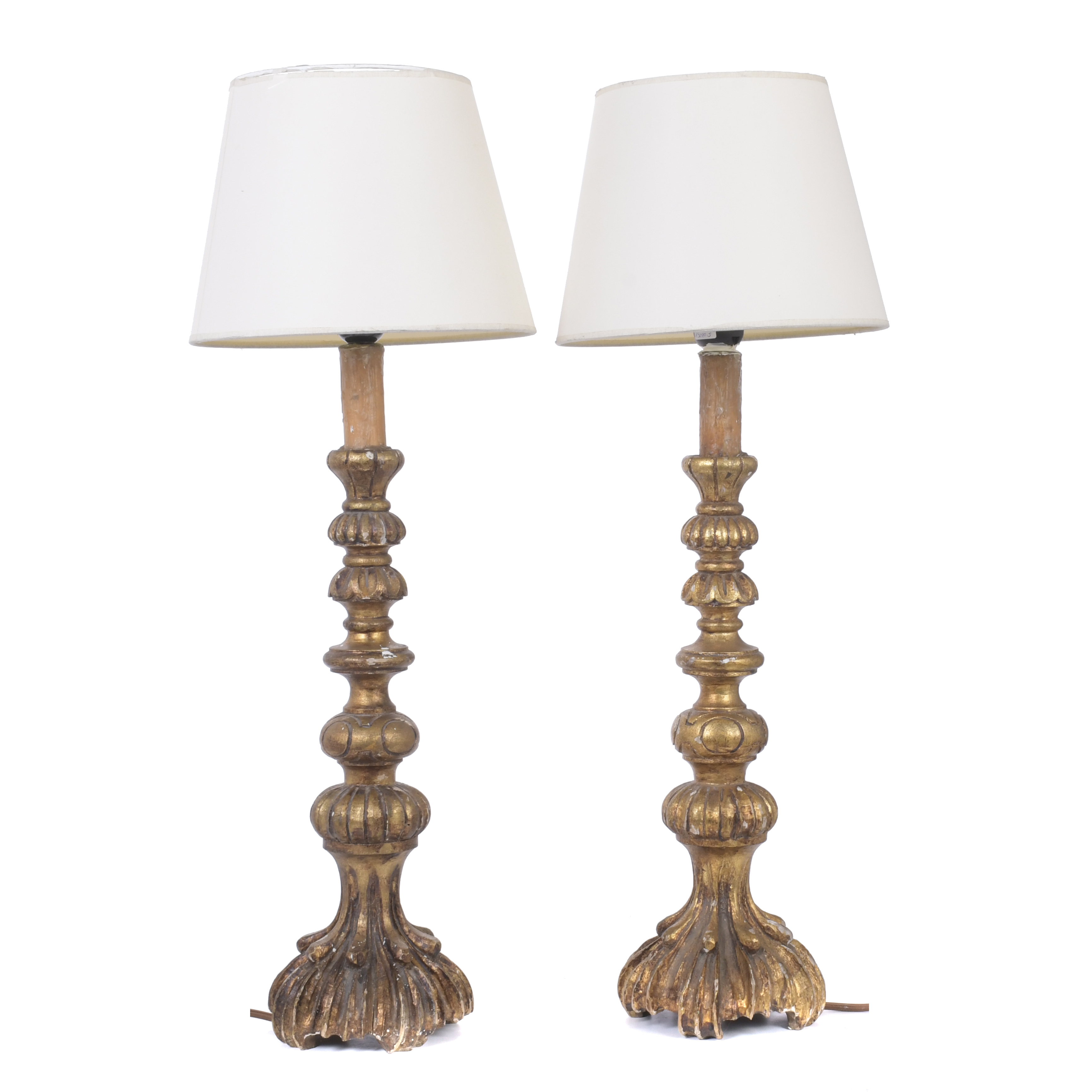 PAIR OF LAMP-MOUNTED TORCH HOLDERS, 20TH CENTURY.