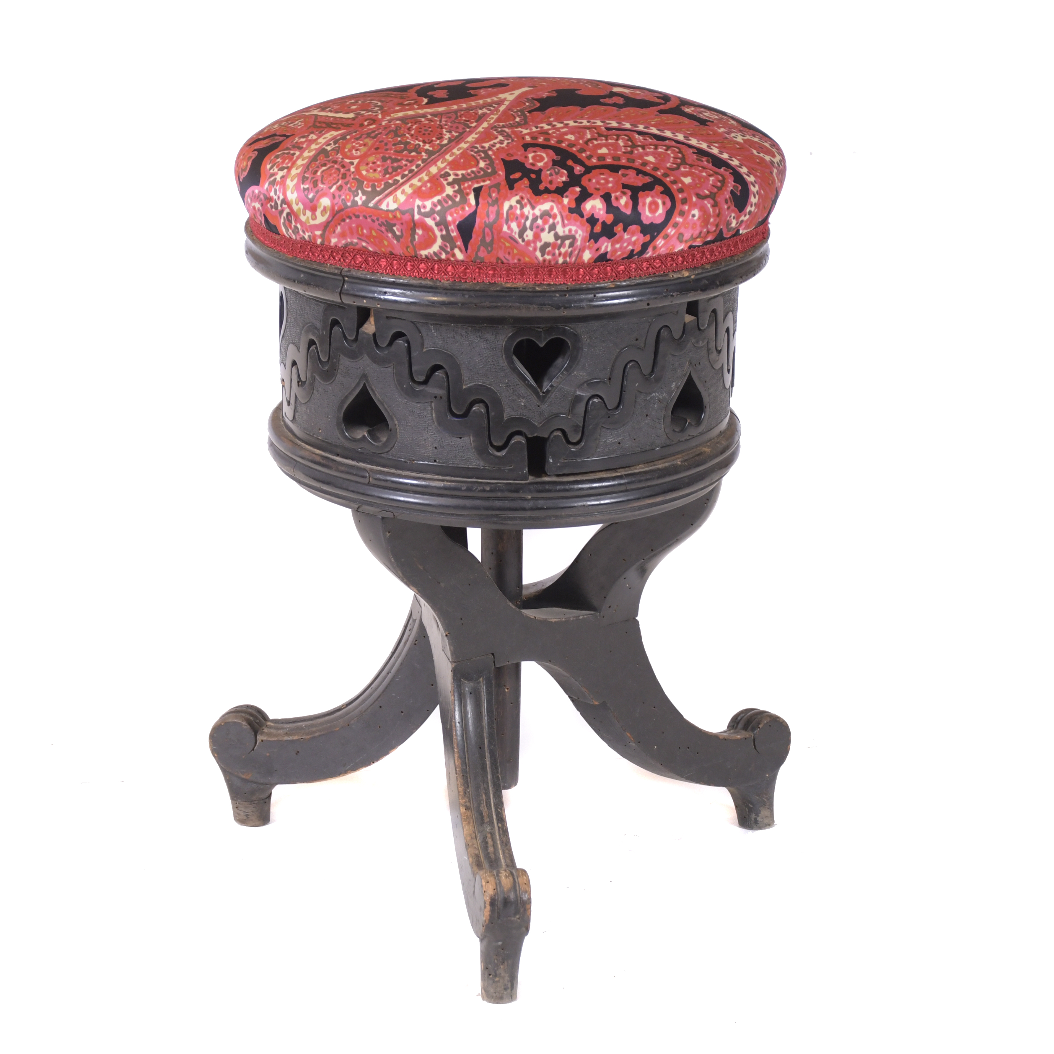 VICTORIAN STYLE PIANO STOOL, 20TH CENTURY.