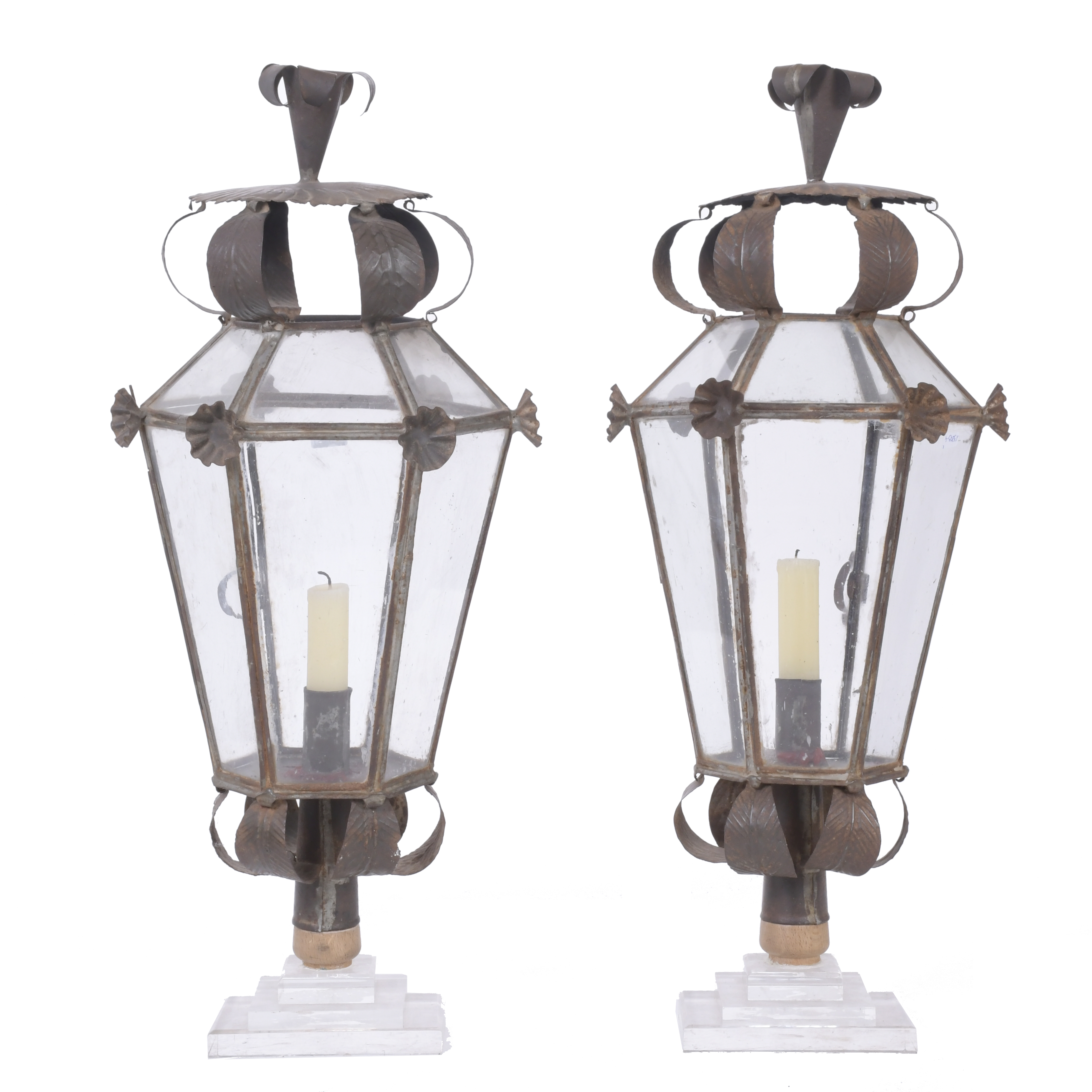 PAIR OF LANTERNS FOR CANDLES, EARLY 20TH CENTURY.