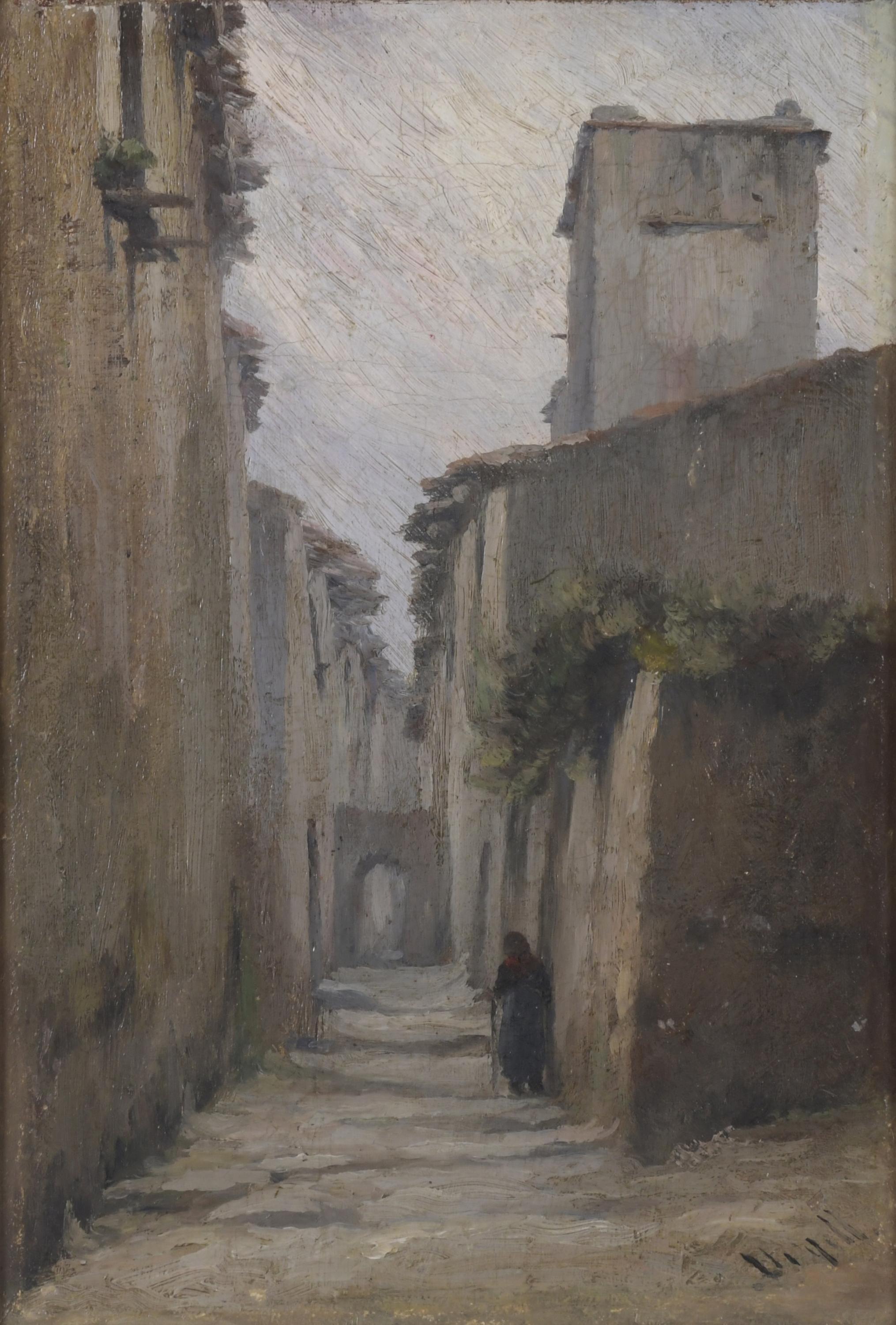 MODEST URGELL I INGLADA (1839-1919). "CALLE CON FIGURA".