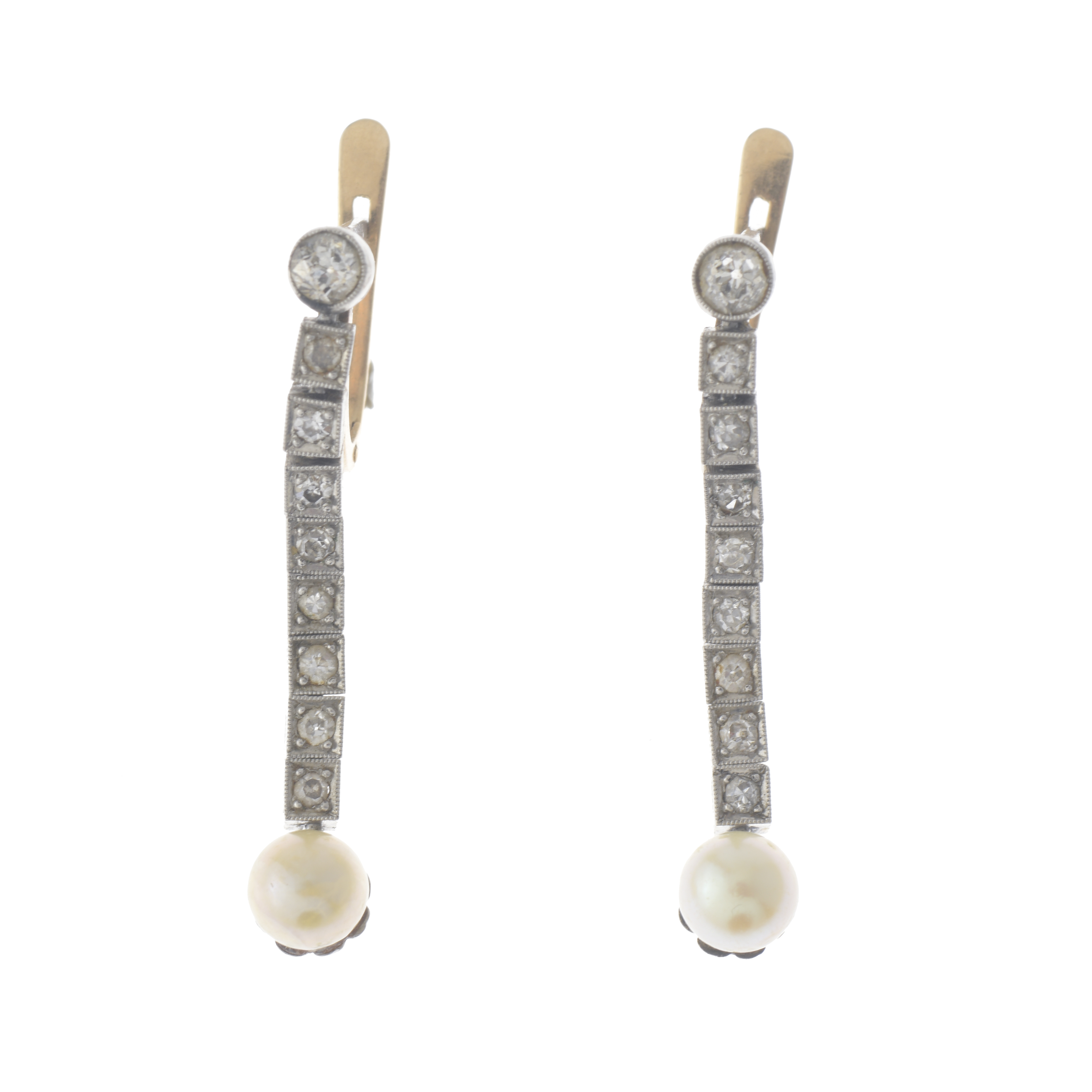 PEARLS AND DIAMONDS LONG EARRINGS