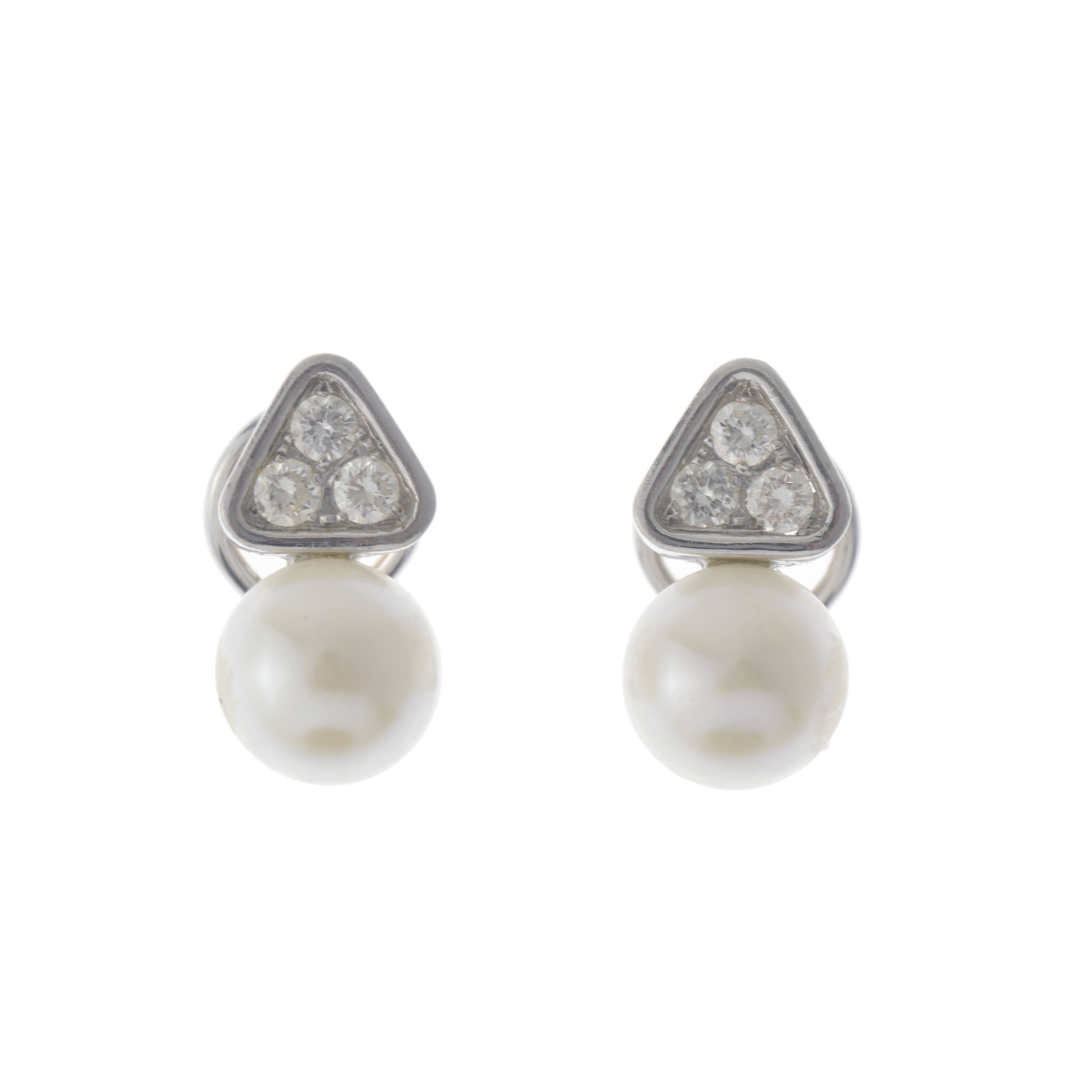 PENDIENTES CON PERLAS Y DIAMANTES