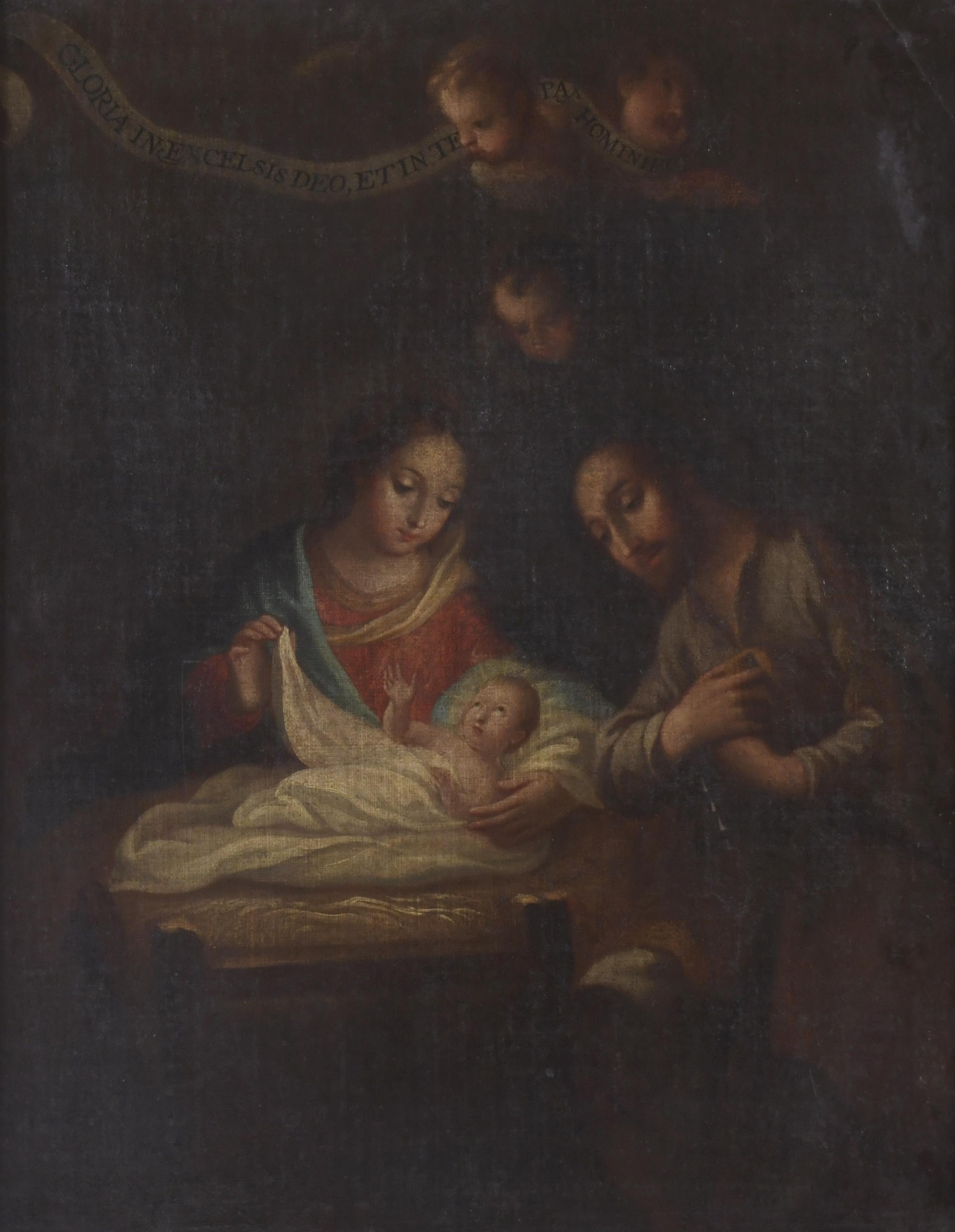 18TH CENTURY, SPANISH SCHOOL. "BIRTH OF CHRIST".