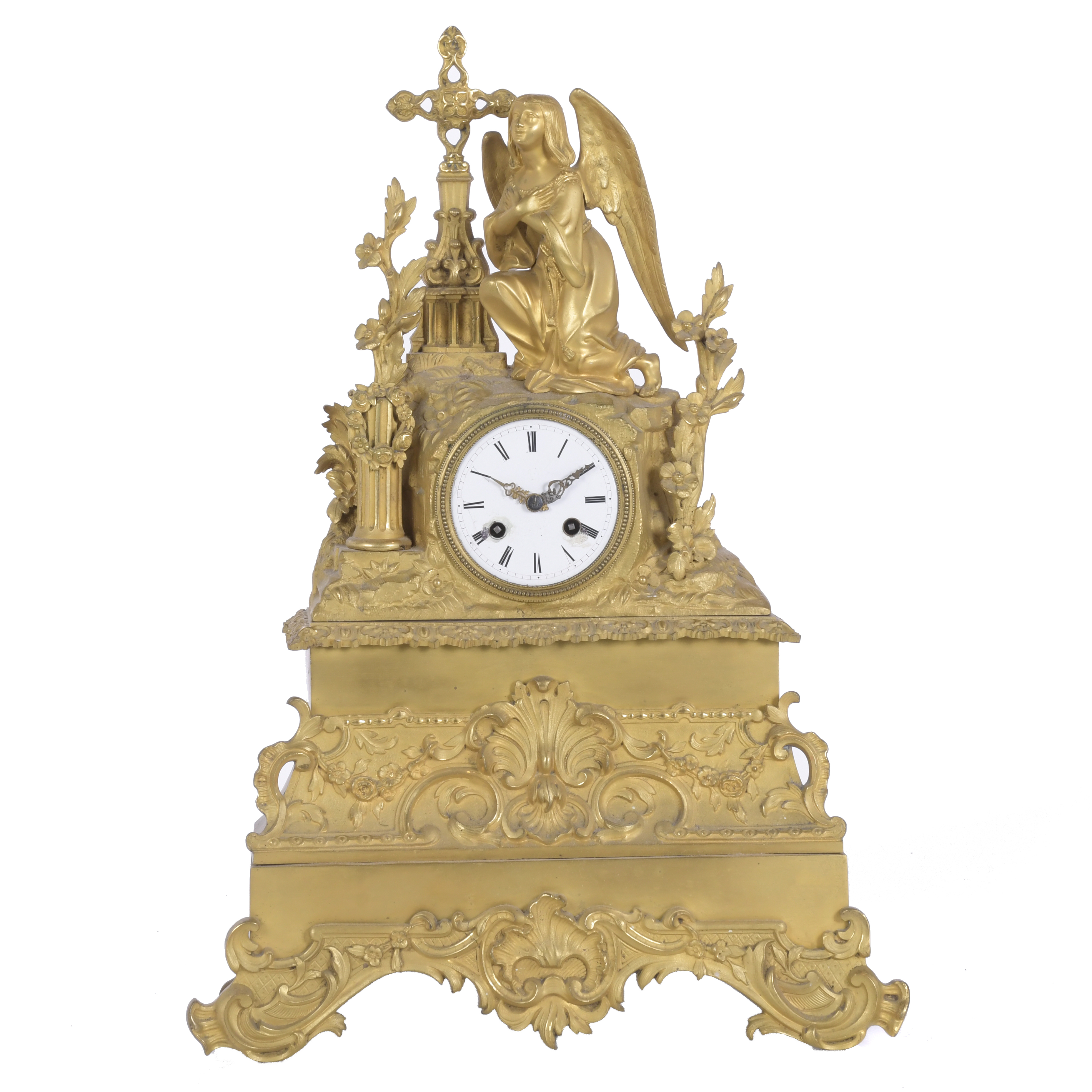 RELOJ DE SOBREMESA LOUIS PHILIPPE, CON ALEGORÍA RELIGIOSA, 