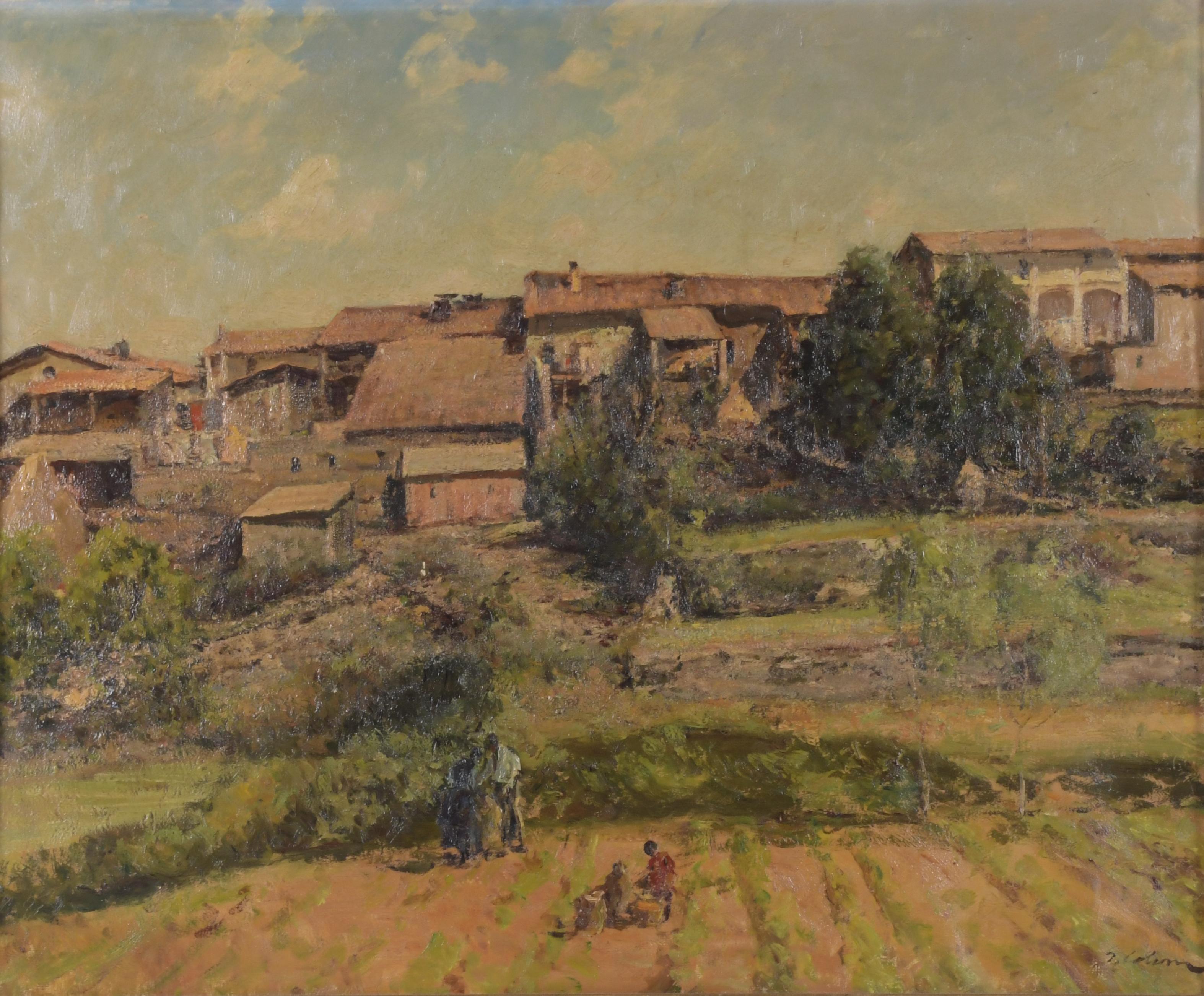 JOAN COLOM I AUGUSTI (1879-1969). "PAISAJE PUEBLO".