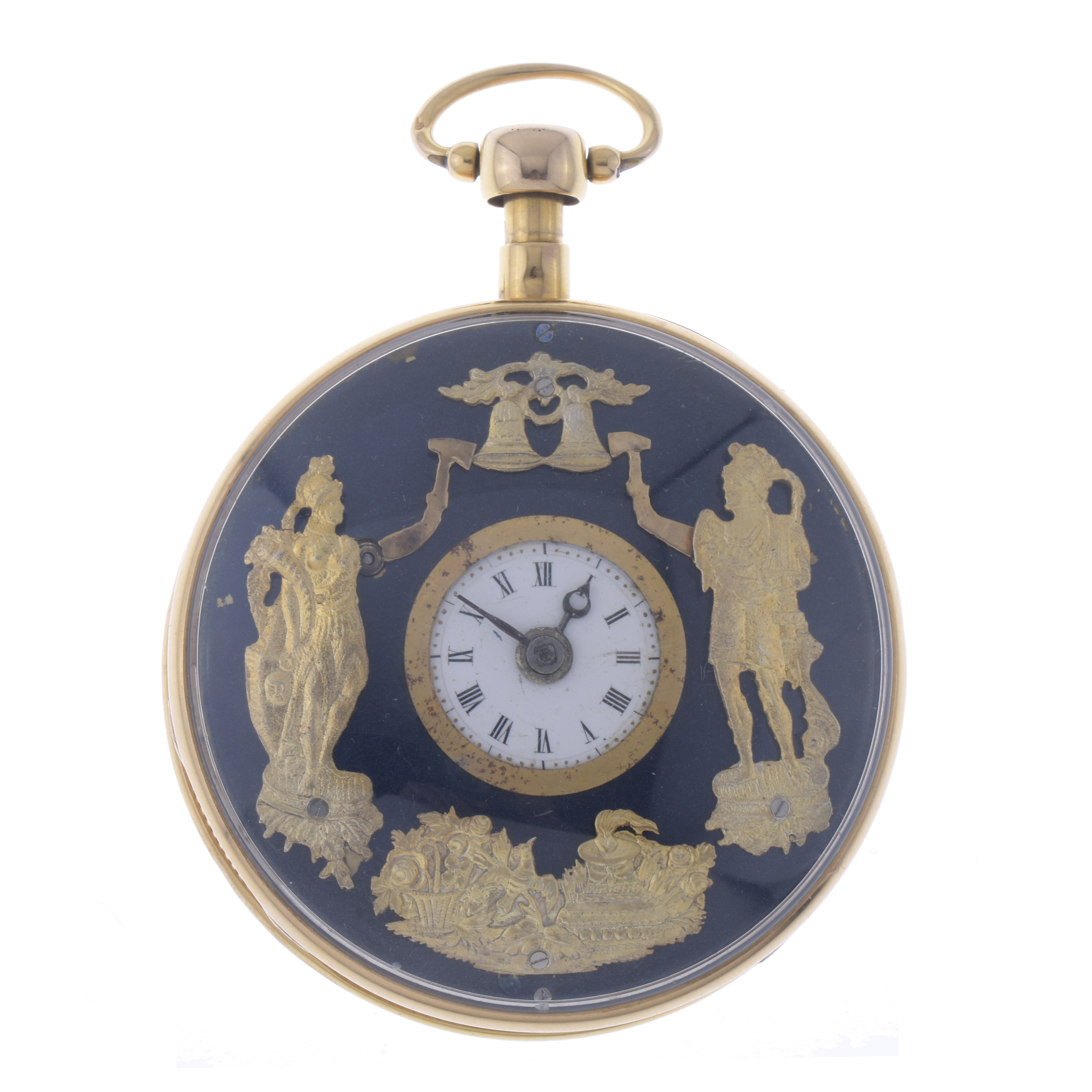 GOLD POCKET WATCH WITH AUTOMATON CHIMING