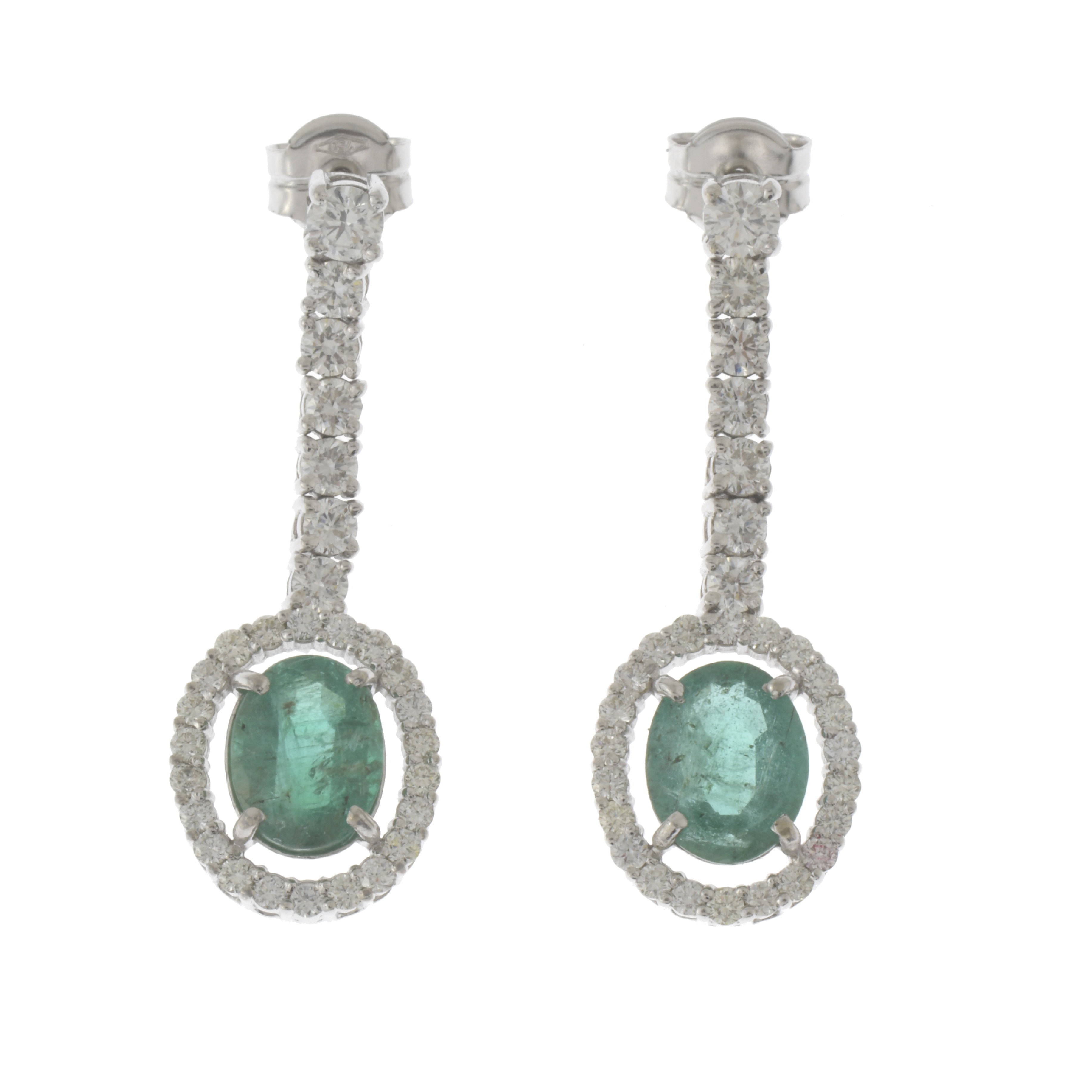 ROSETTE EARRINGS WITH EMERALDS AND DIAMONDS