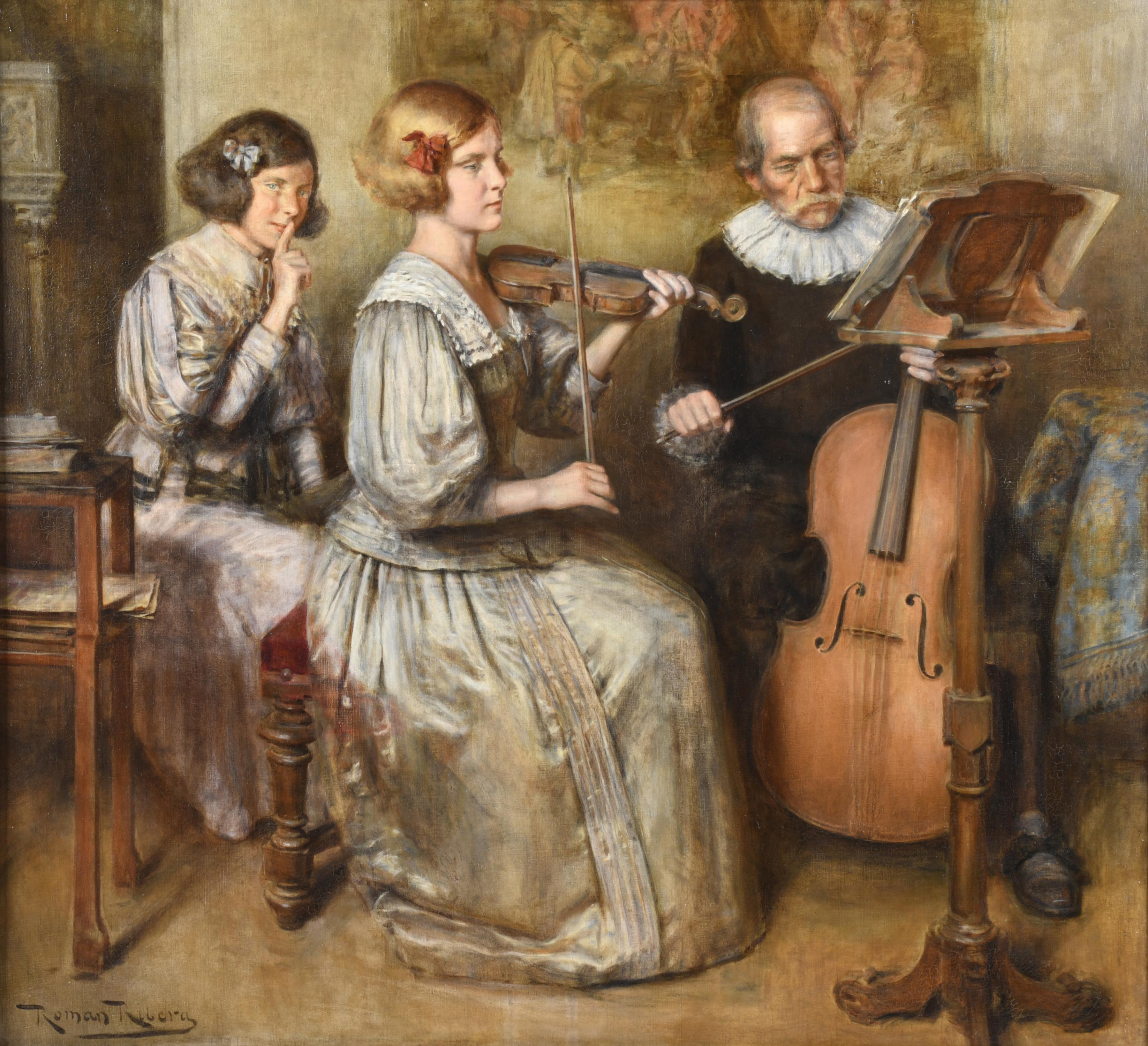 ROMÁN RIBERA CIRERA (1848-1935). "La lección de música".