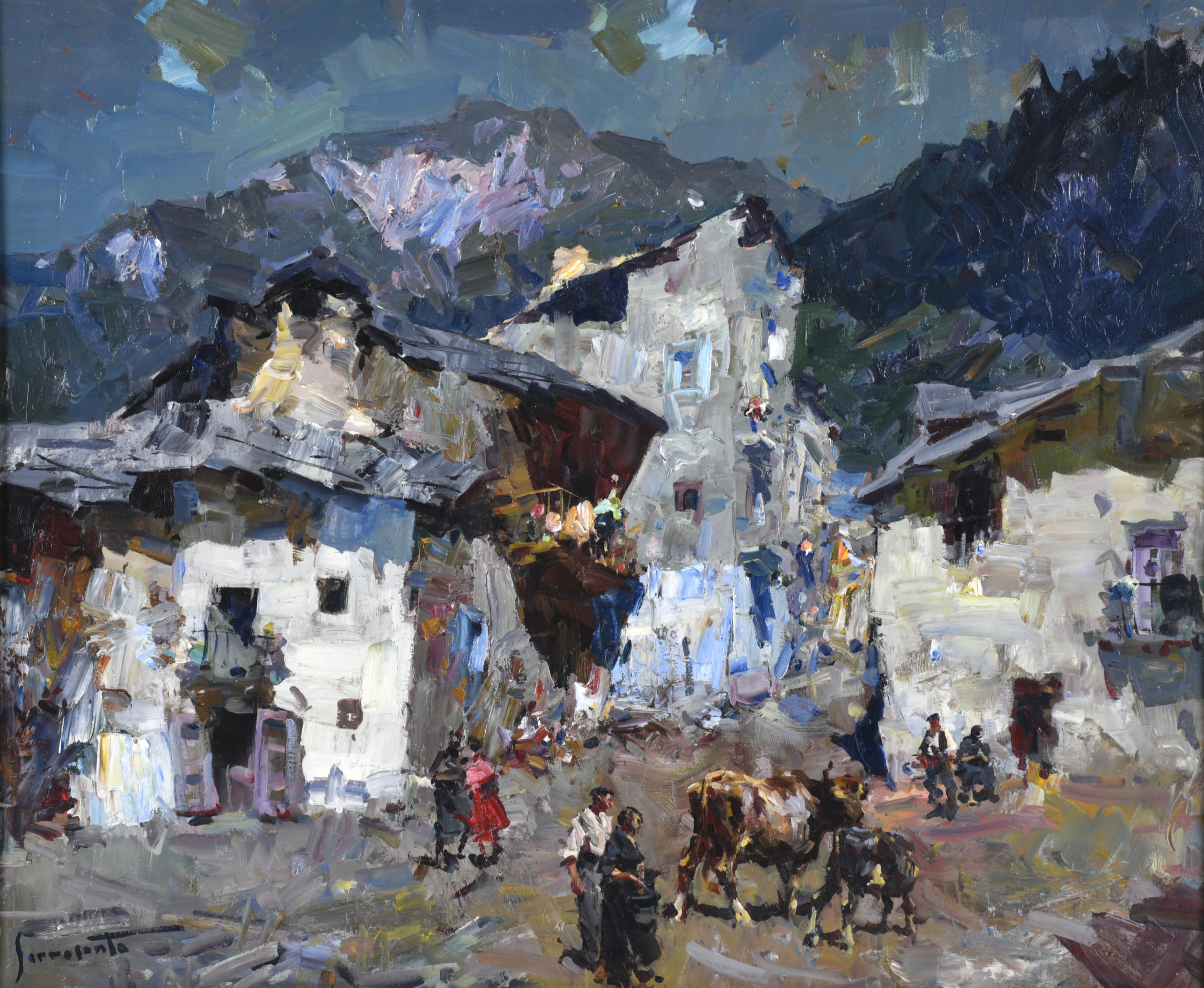 JOSEP SERRASANTA (1916-1998). "Pueblo de montaña".