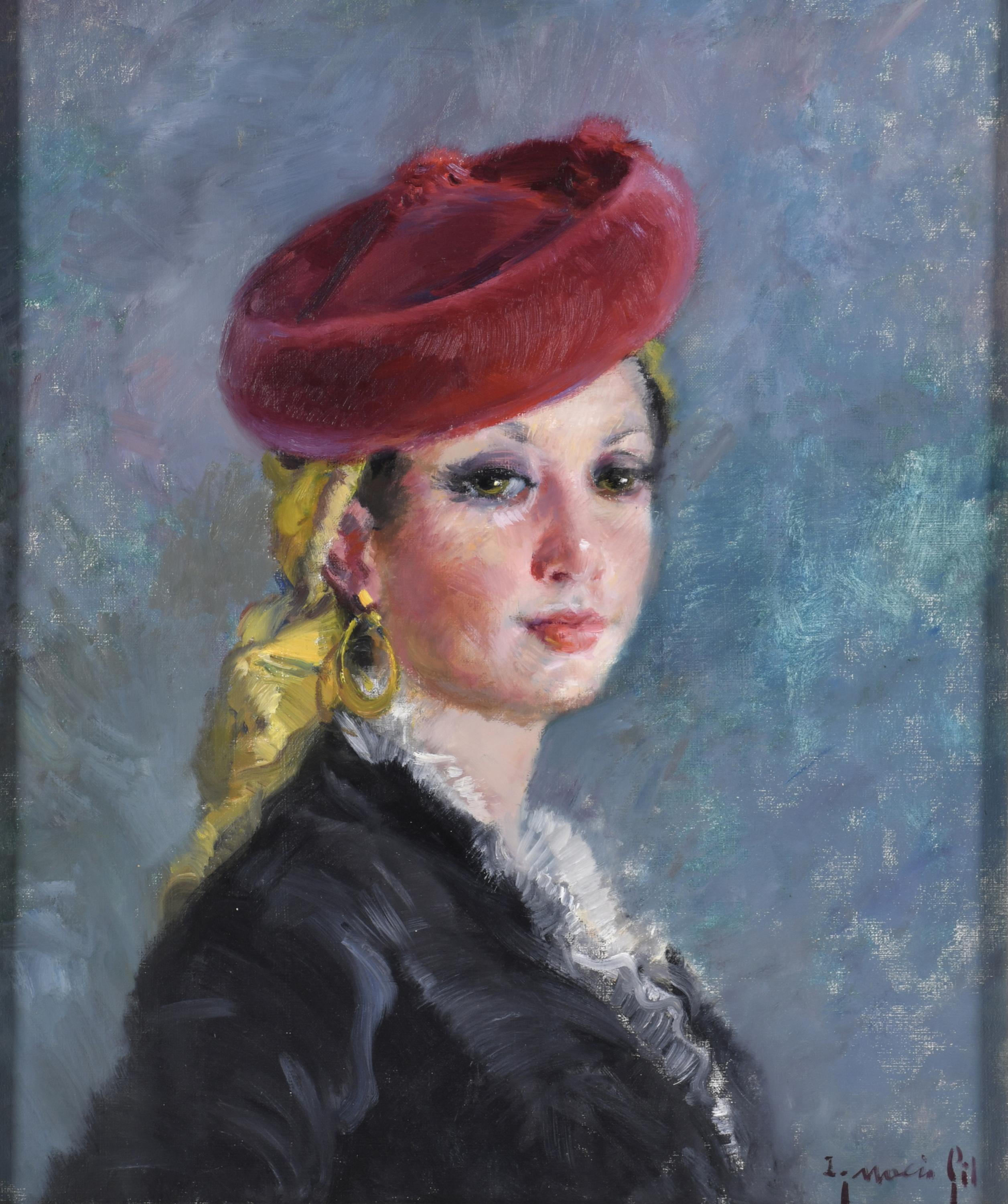 IGNACIO GIL (1913-2003). "Girl with a red hat".