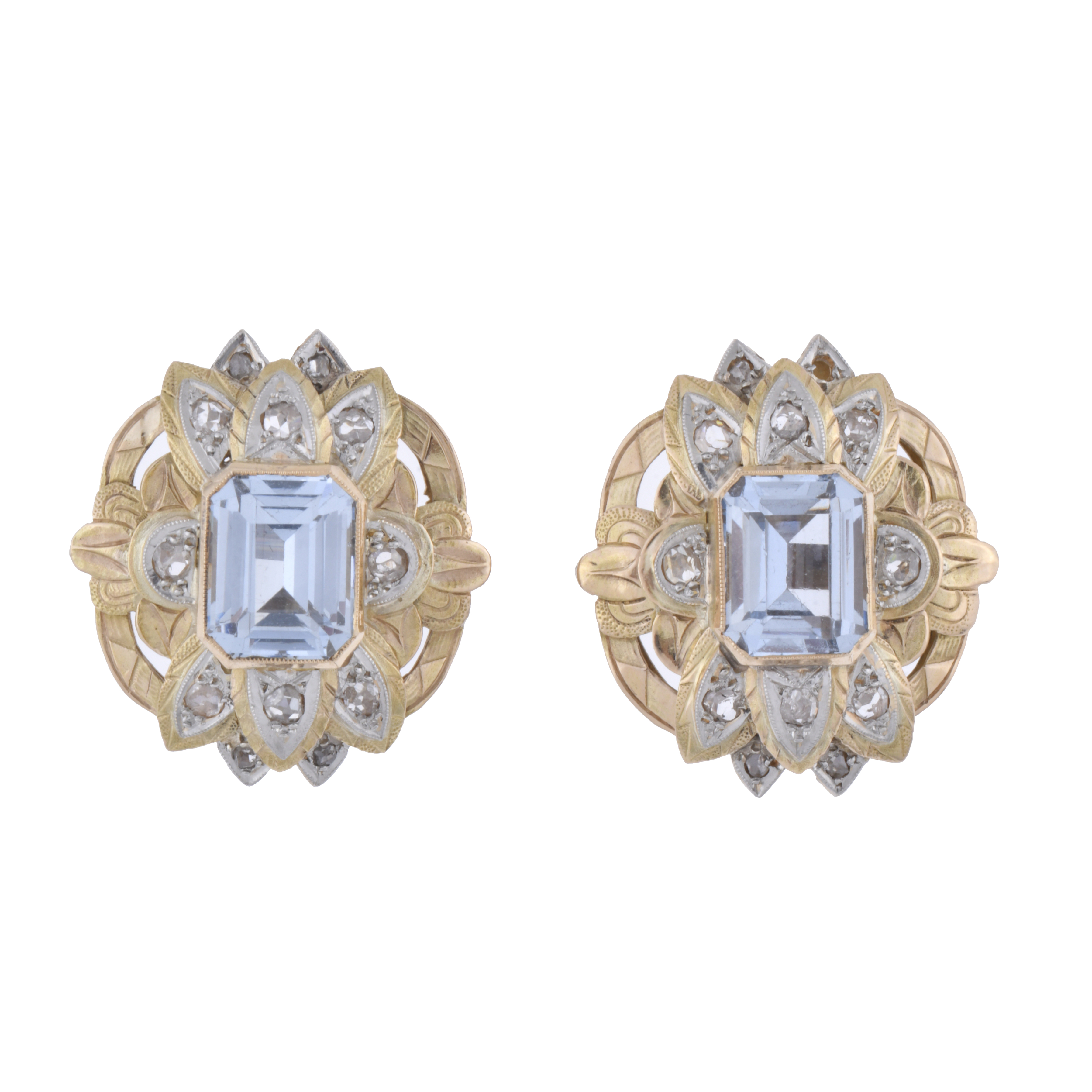 Pendientes con topacio y diamantes.