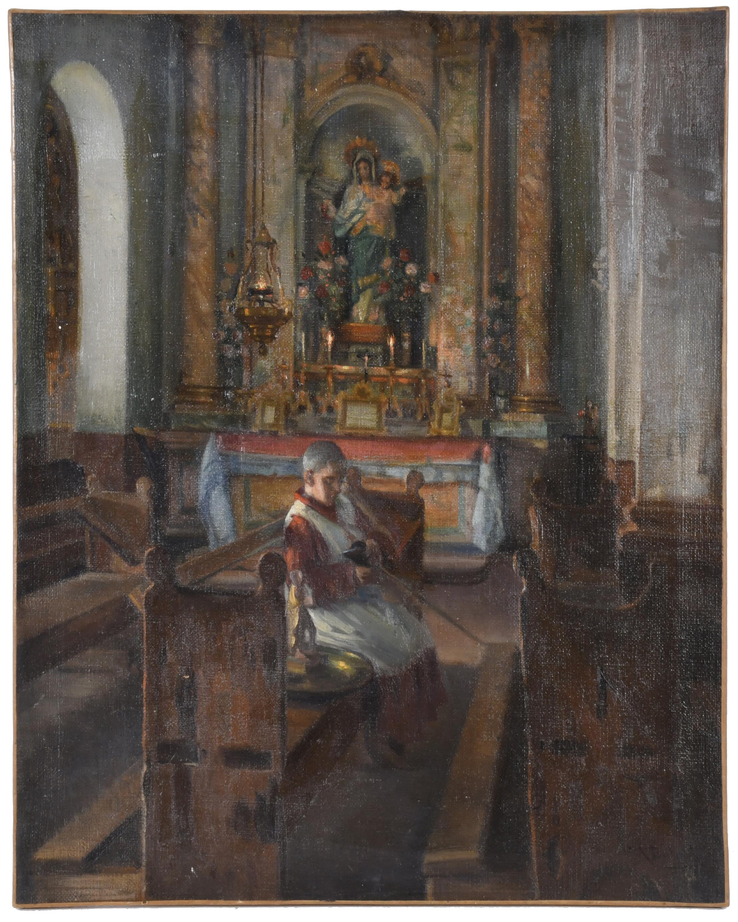 MATEO BALASCH MATEU (1870-1936). "Interior de iglesia".