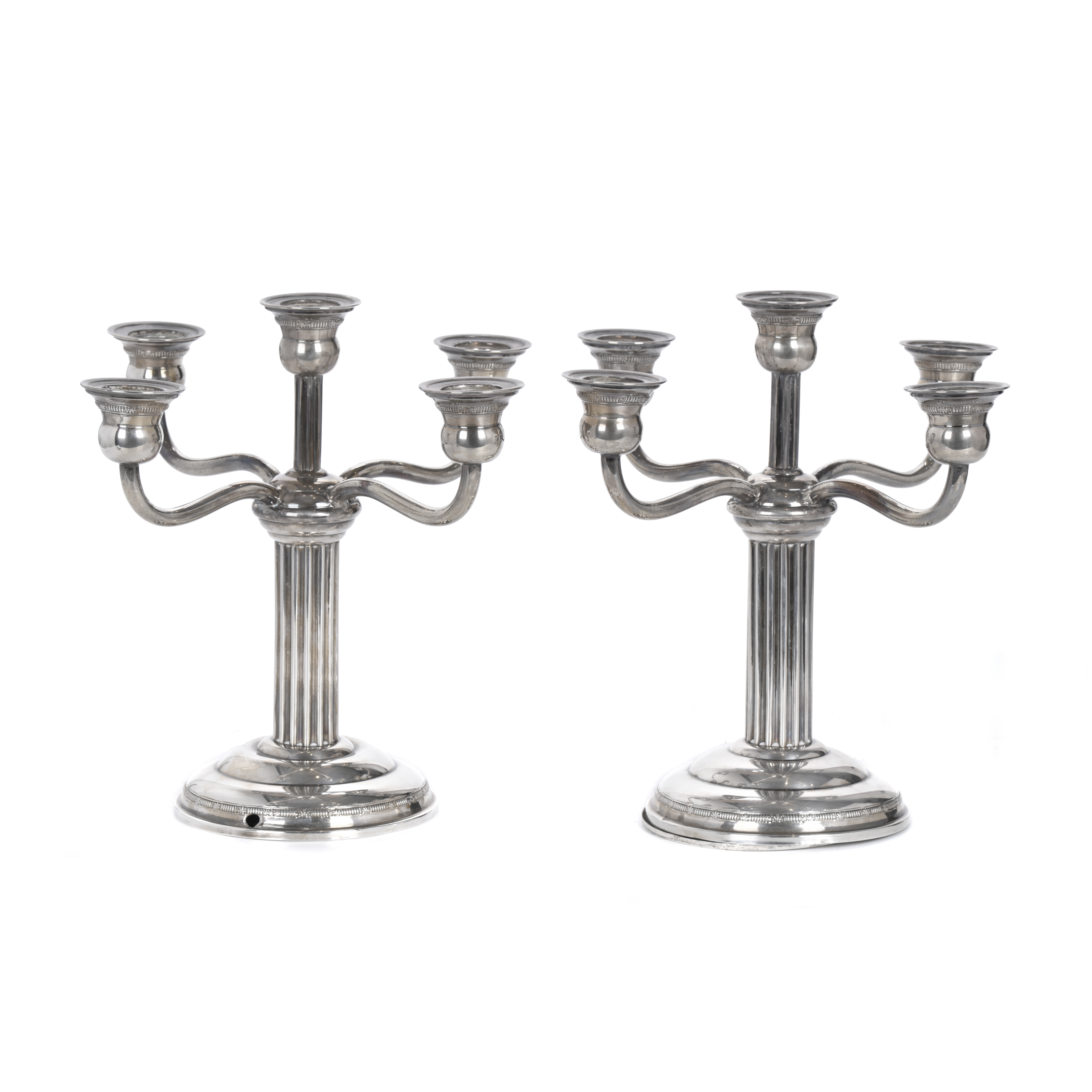 Pair of silver candelabra, 20th century.