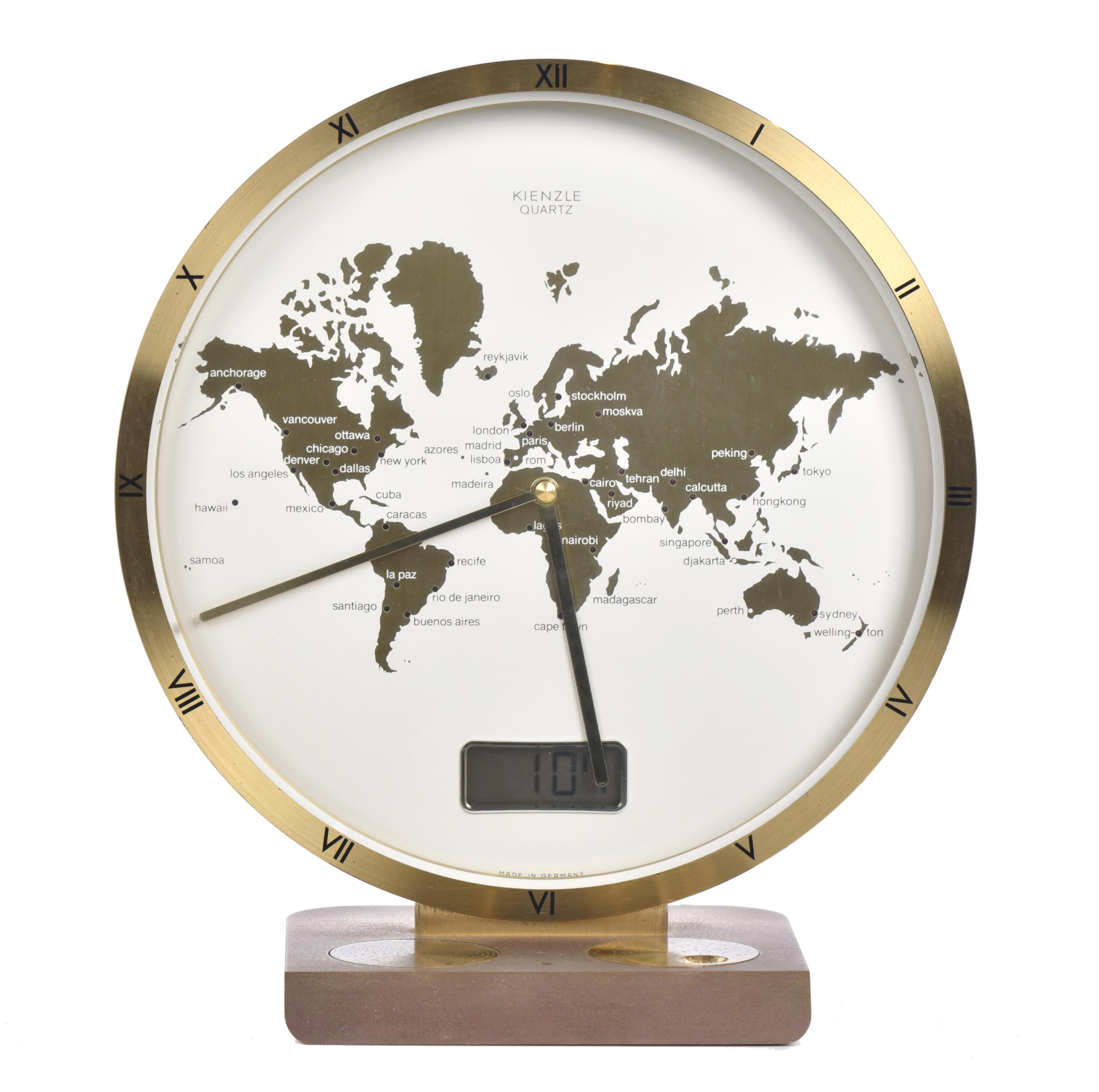 HEINRICH MÖLLER FOR KIENZLE. Table clock with world time, c