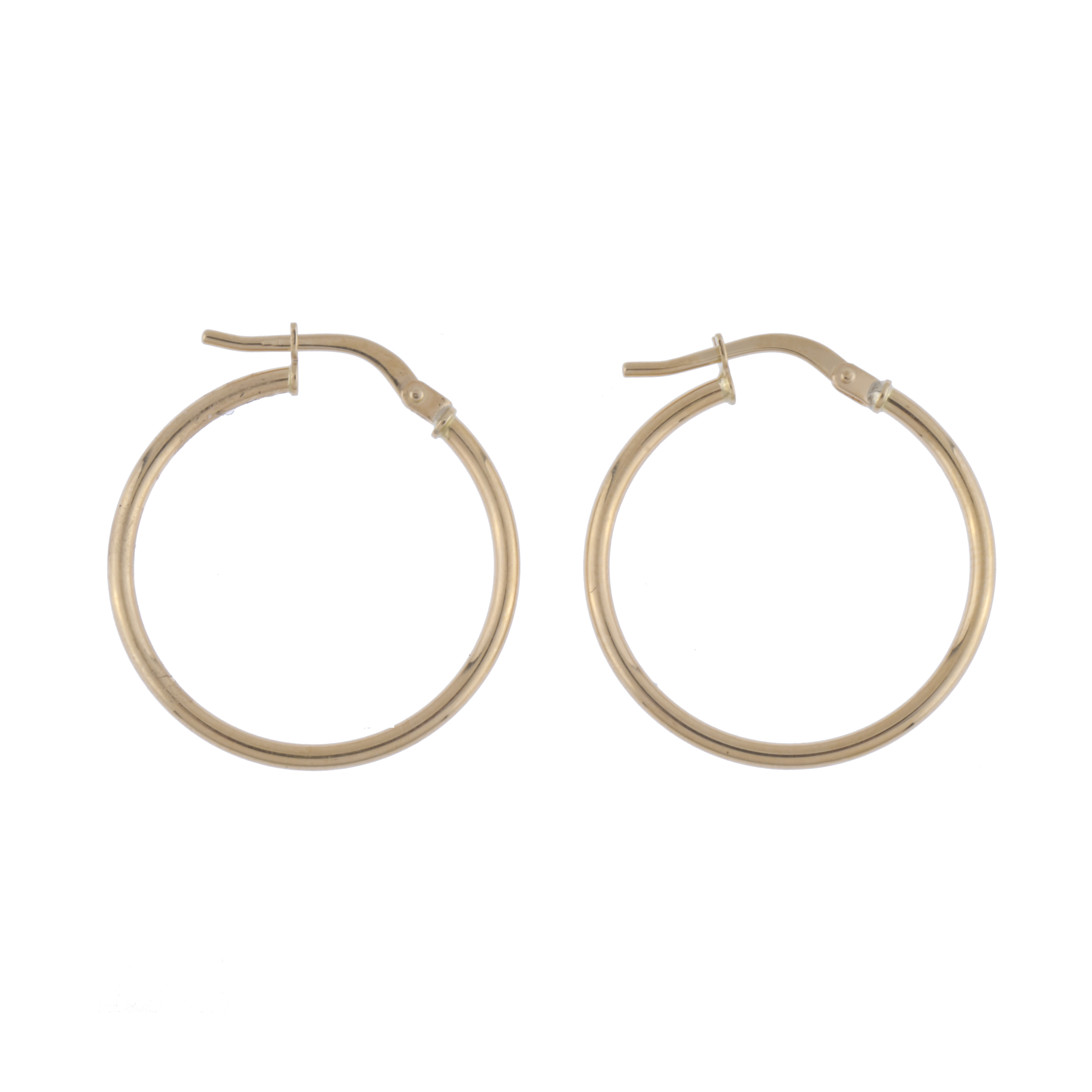 Gold creole earrings.