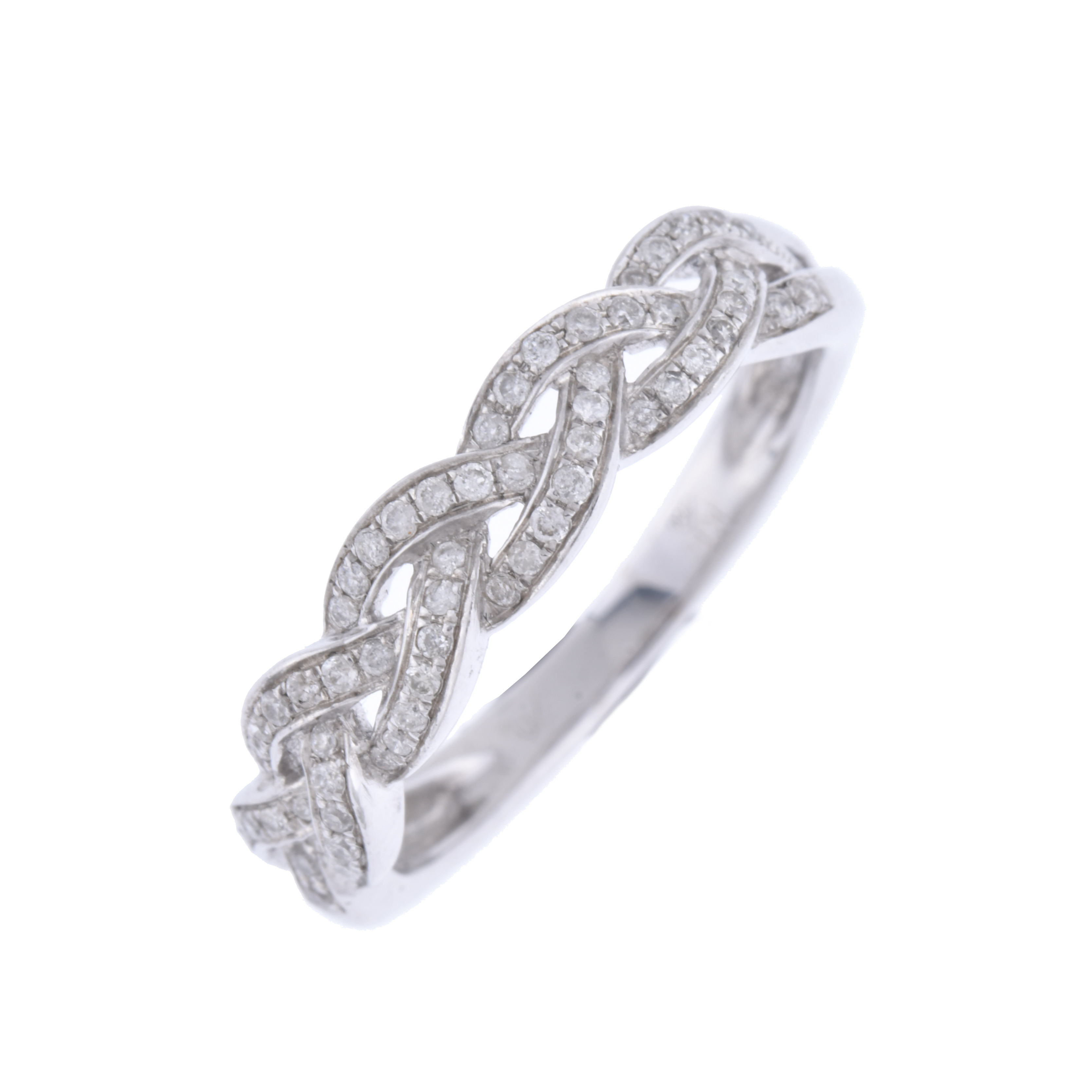 Braided ring with diamonds.