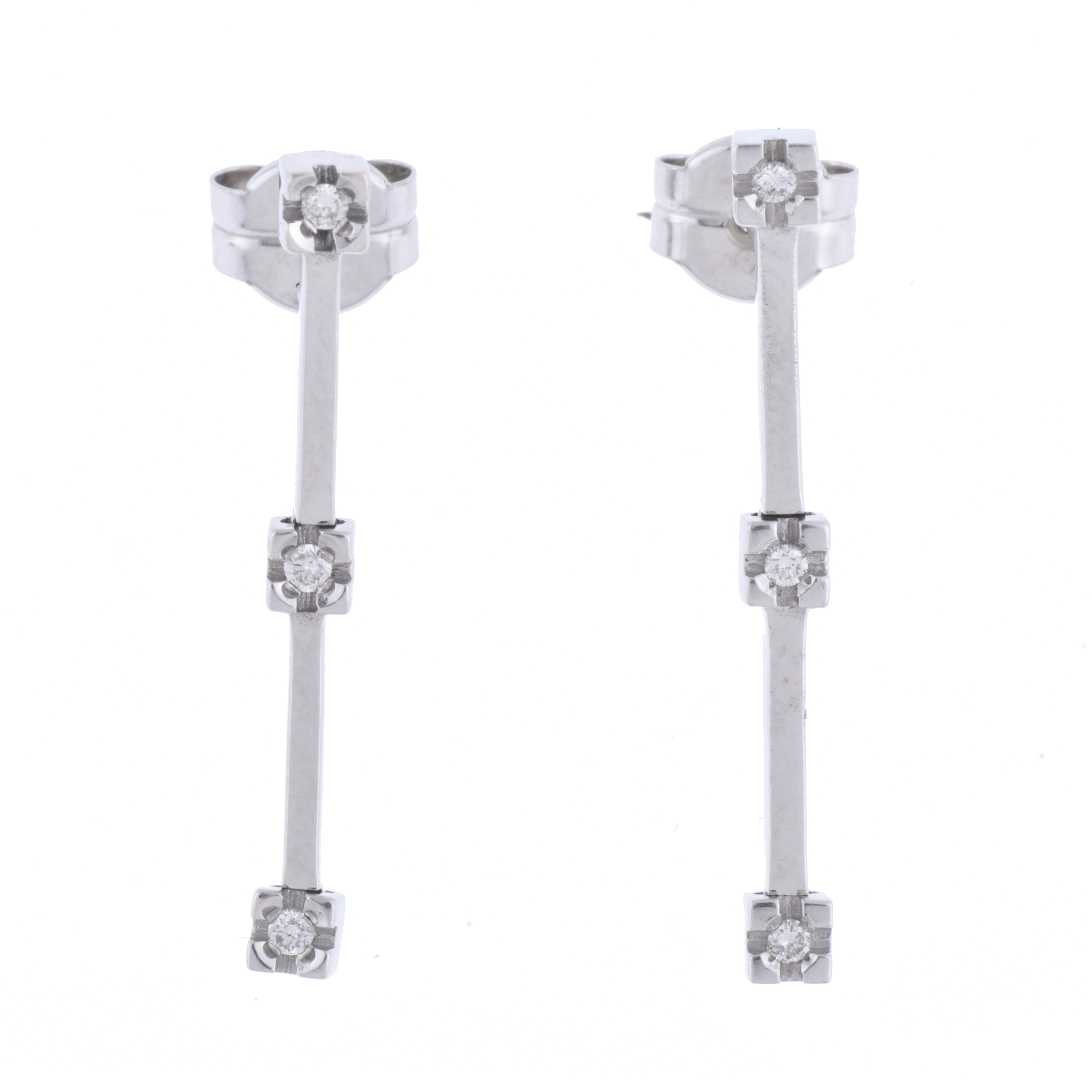 Diamonds long pendant earrings.