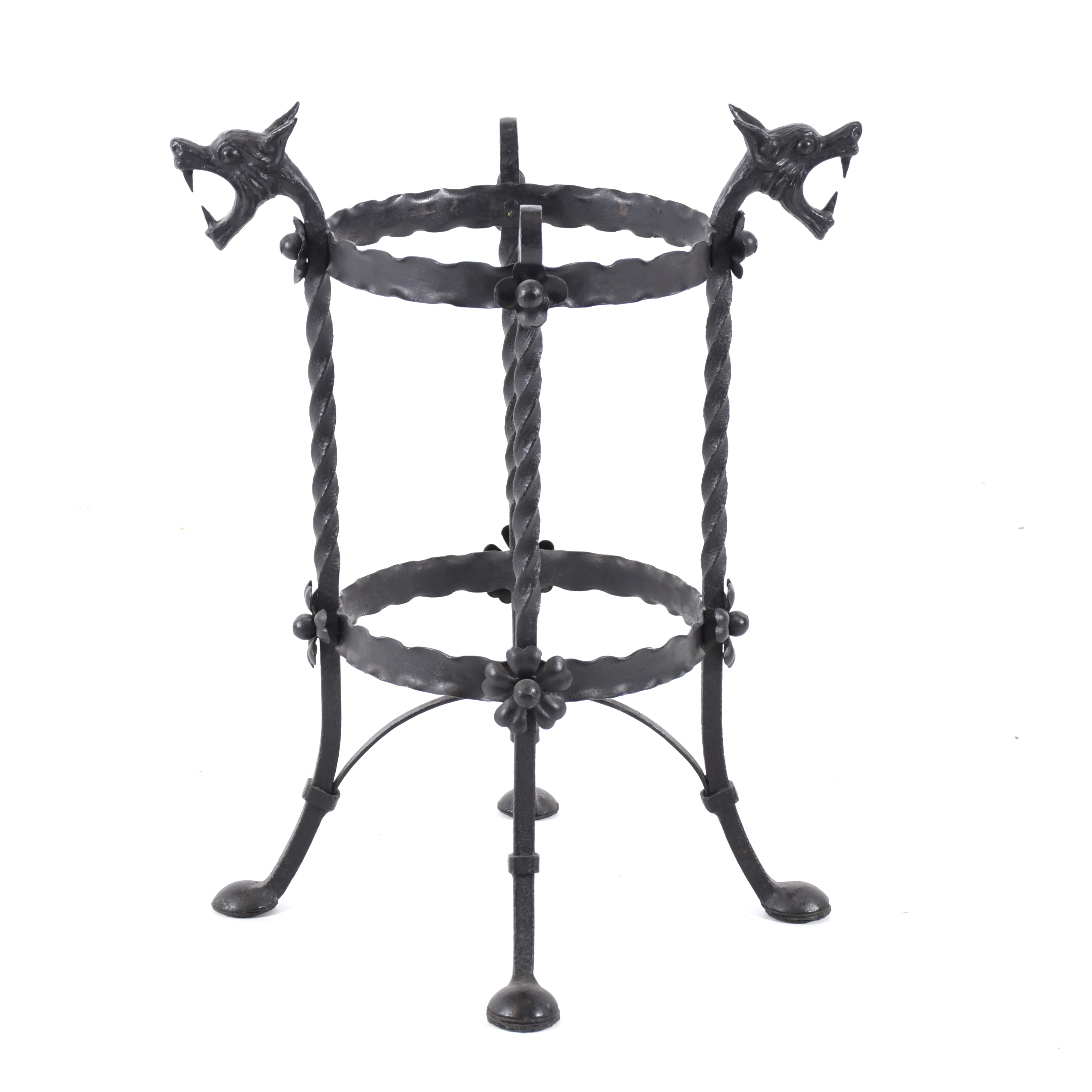 Modernist wrought iron flowerpot stand, 20th century