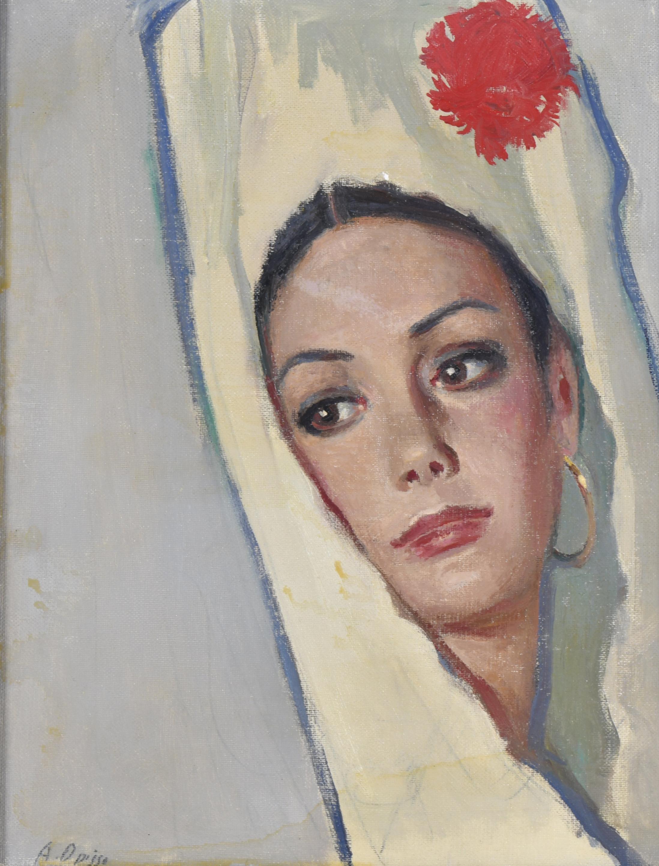 ALFRED OPISSO CARDONA (1907-1980). "Joven con mantilla y cl