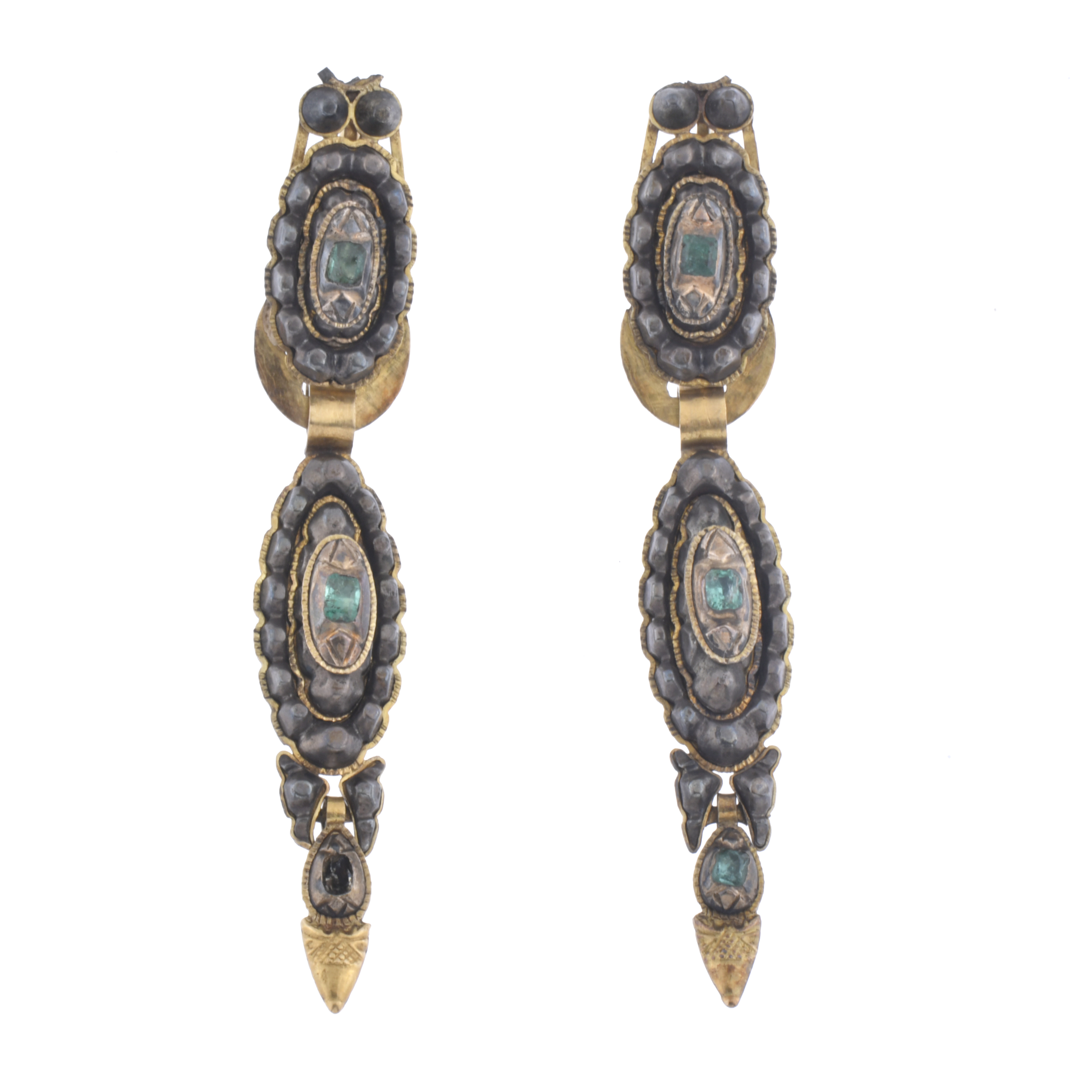 Catalan earrings with emeralds, probably 18th century.