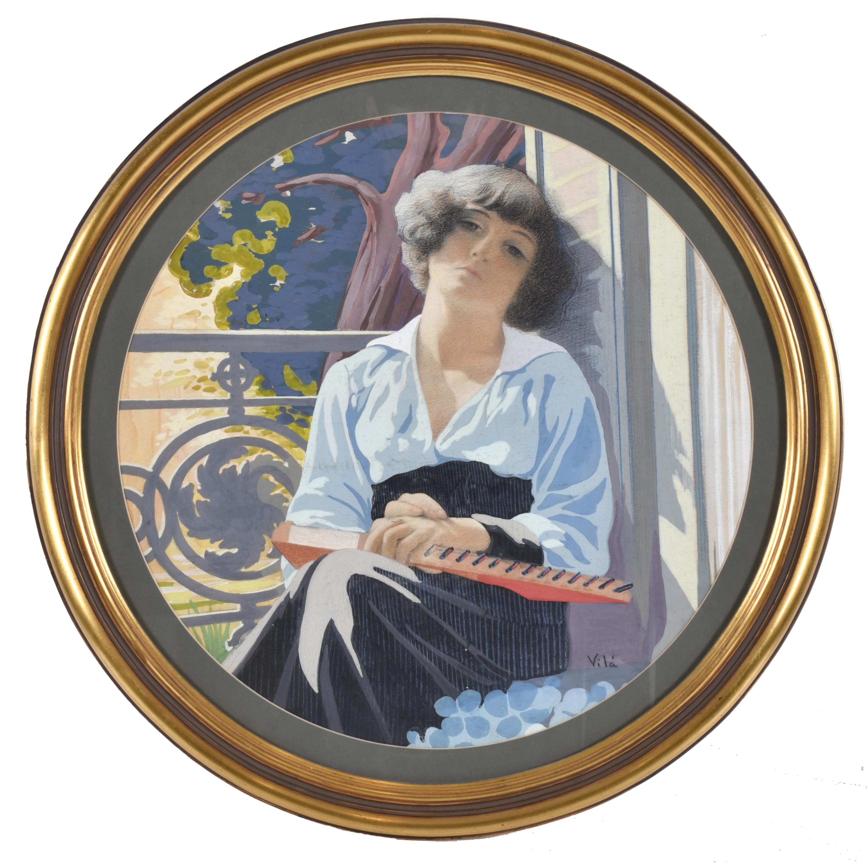 EMILI VILÀ GORGOLL (1887-1967). "Mujer en la ventana".