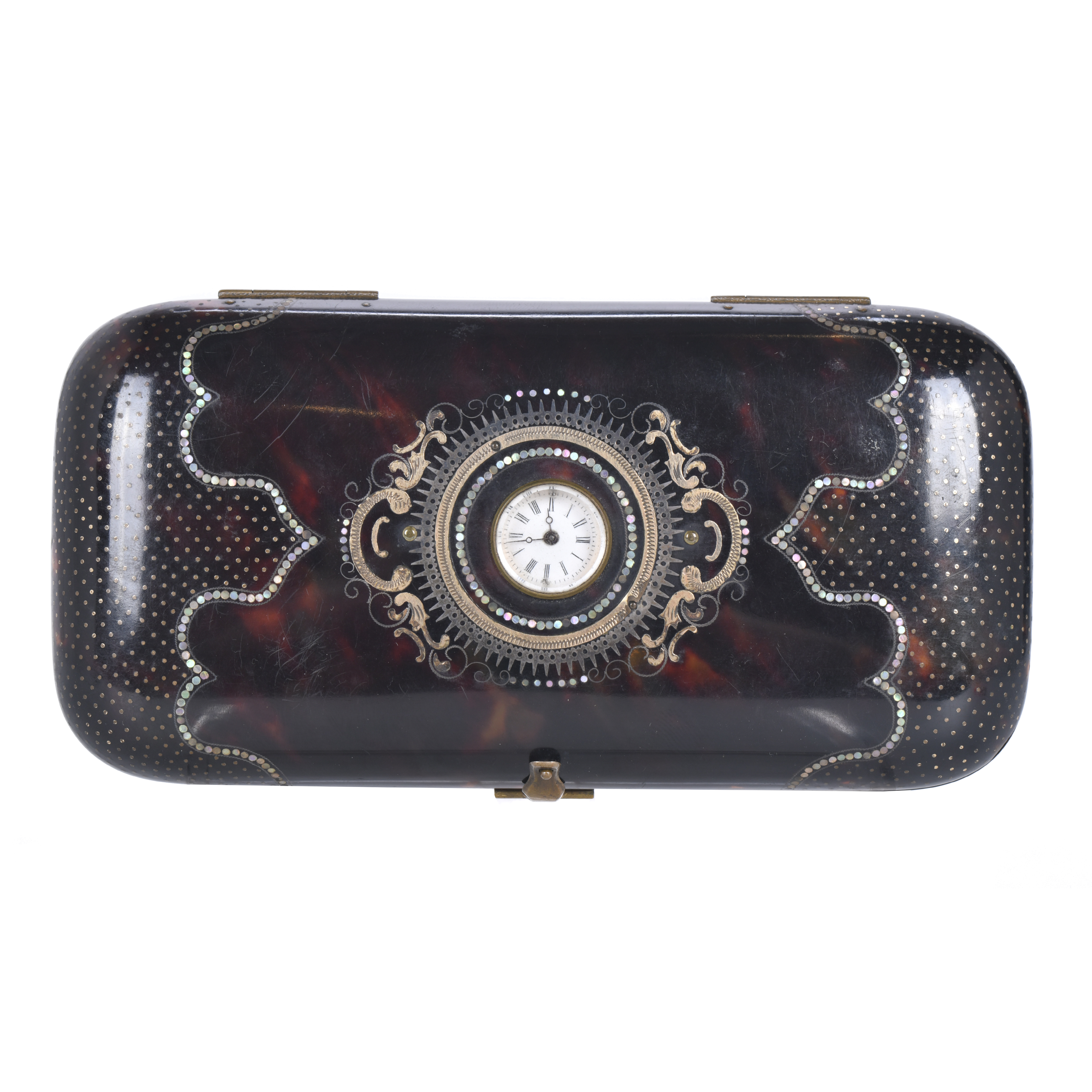 Cigar case with Napoleon III watch, 19th century.