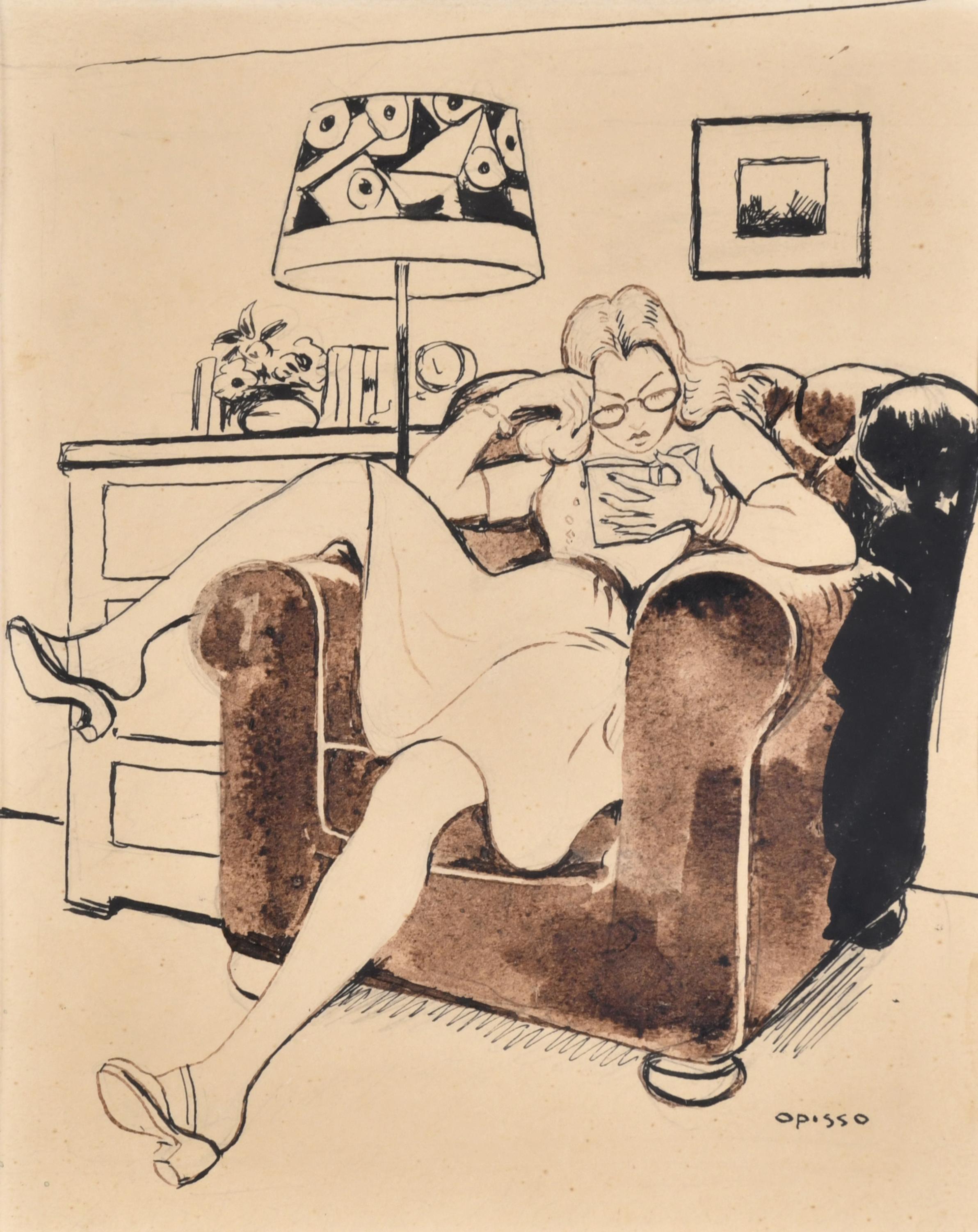 RICARD OPISSO (1880-1966). "La lectura", circa 1920.