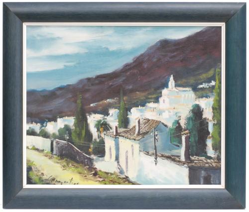 ALBERT JUNYENT (1903-1976).."Cadaqués, costa brava"..Óleo sobre lienzo..